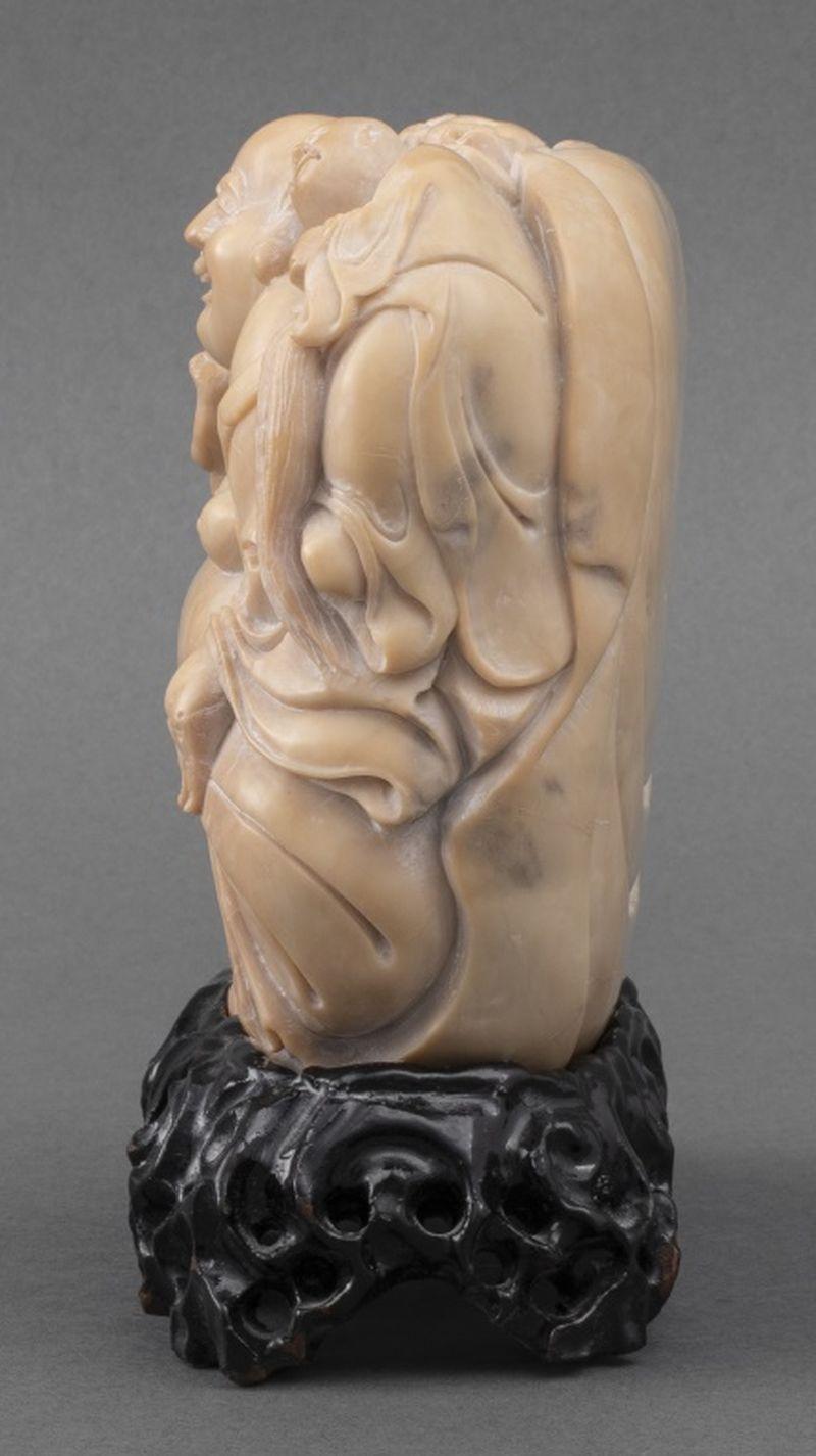 Chinese Export Chinese Soapstone Buddha Carving on Stand