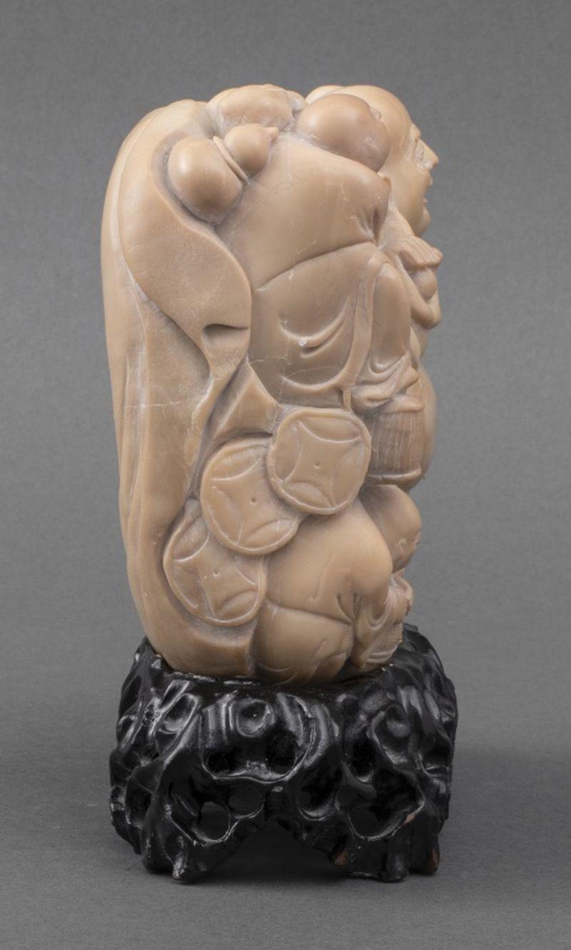 Chinese Soapstone Buddha Carving on Stand 1
