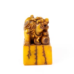 Chinese Soapstone Buddhist Carving Desk Seal Sculpture 19th Century Qing
