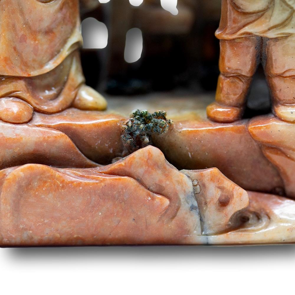 Chinese Soapstone Carving and Stand 6