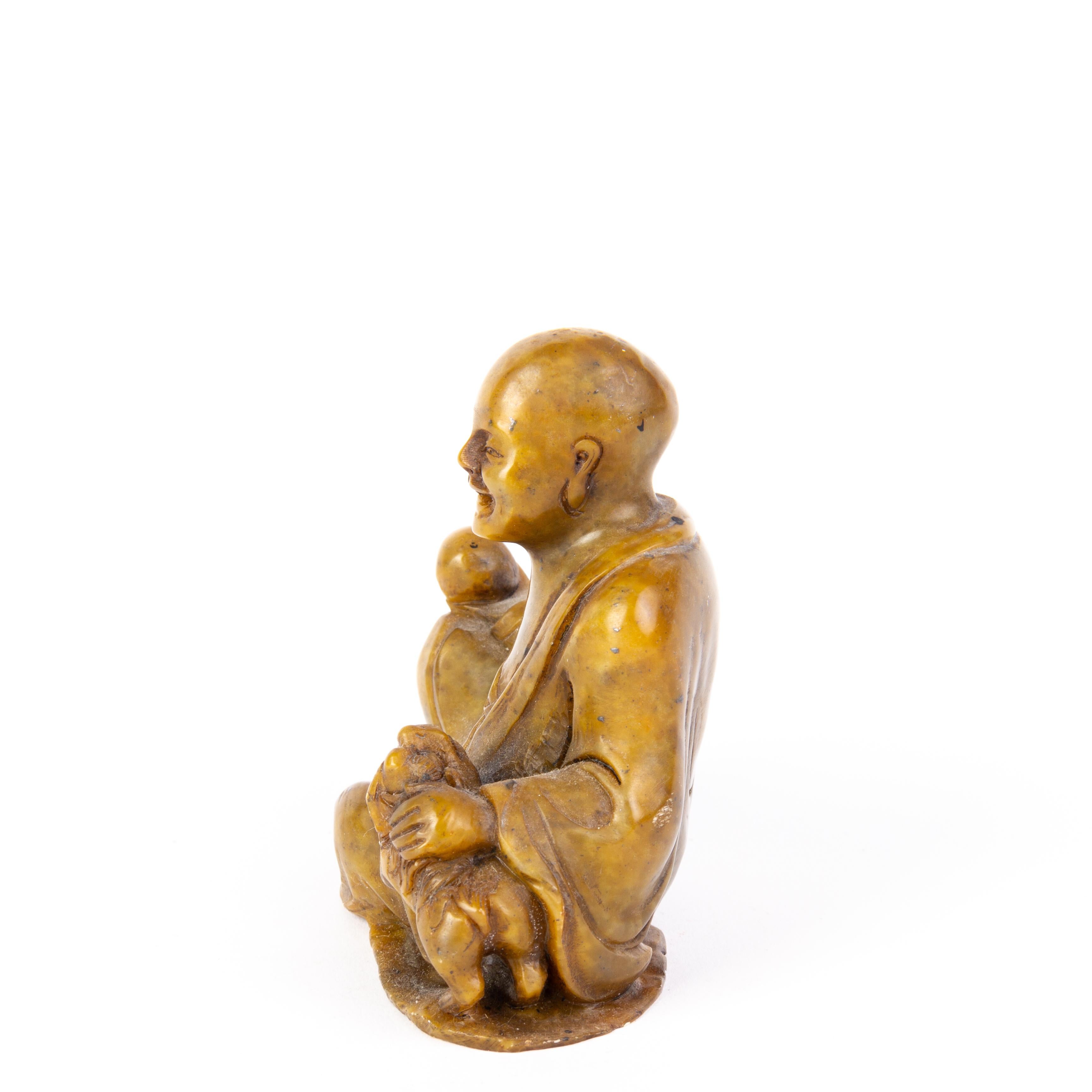 Chinese Soapstone Carving Buddhist Sculpture 19th Century Qing In Good Condition For Sale In Nottingham, GB