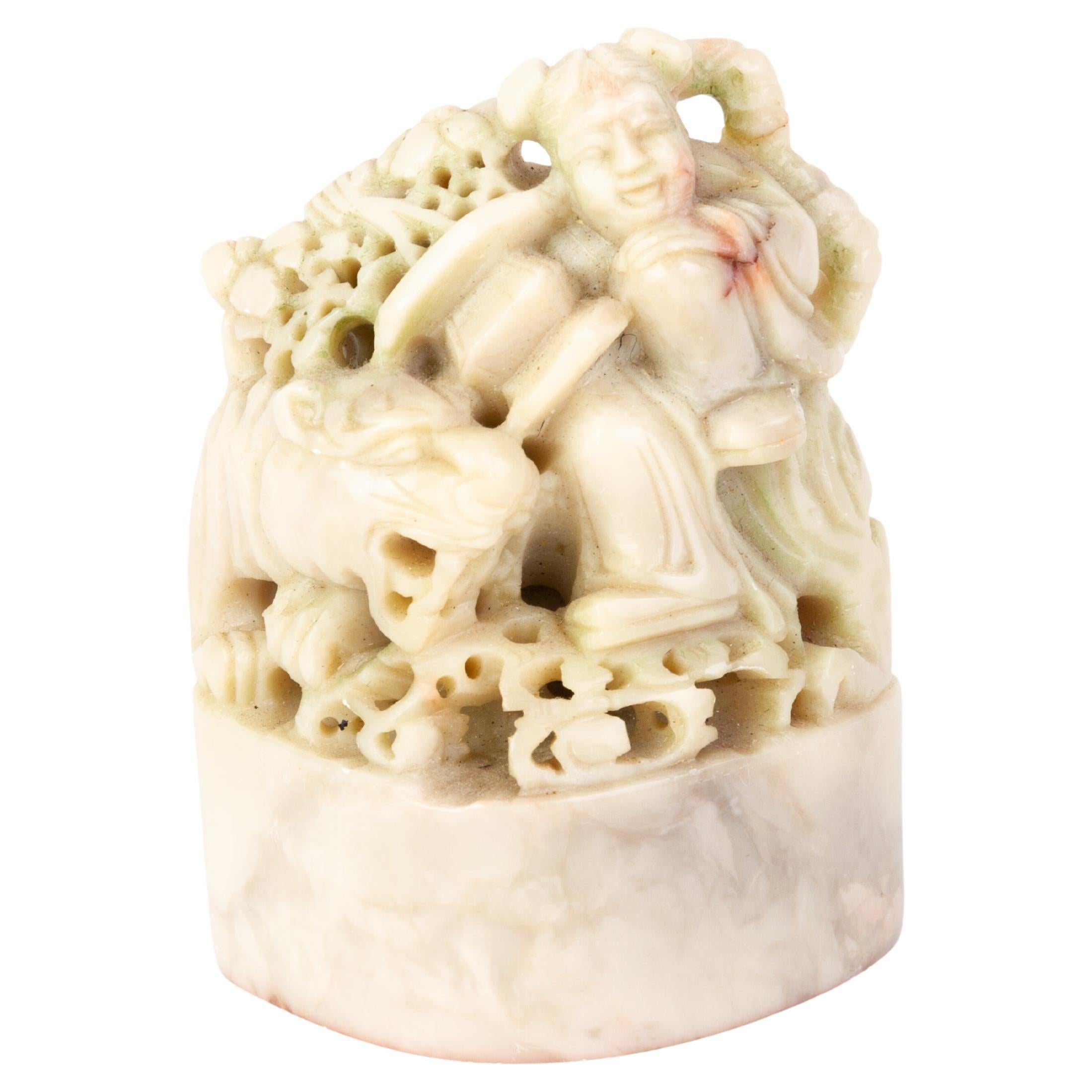 Chinese Soapstone Carving Desk Seal Sculpture 19th Century Qing For