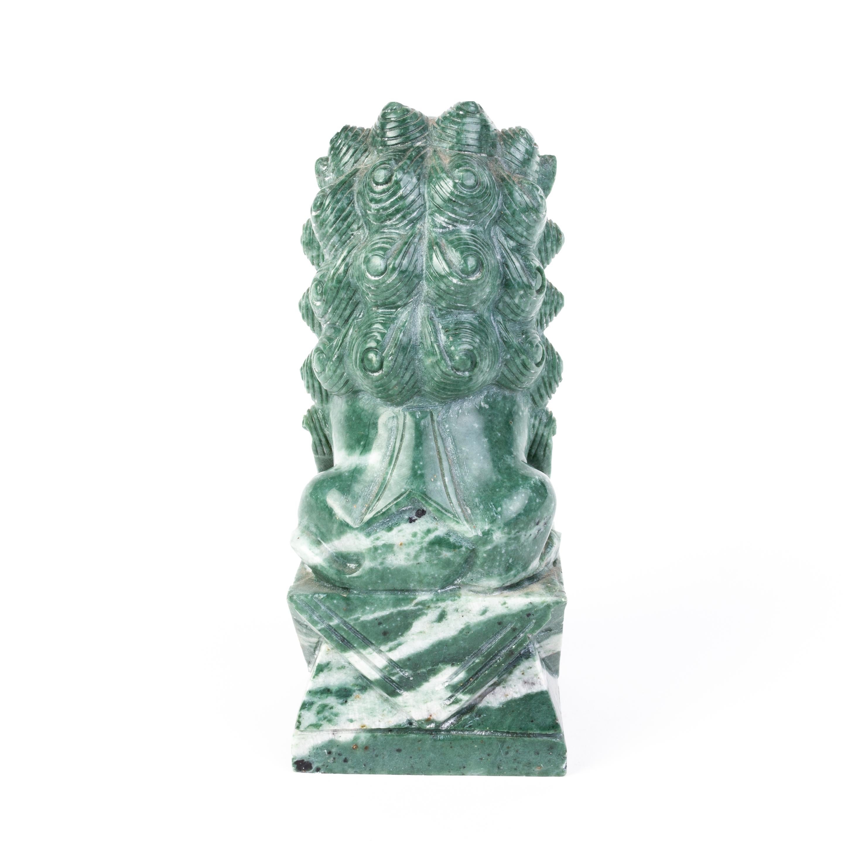 Hand-Carved Chinese Soapstone Carving Foo Dog Sculpture 19th Century Qing