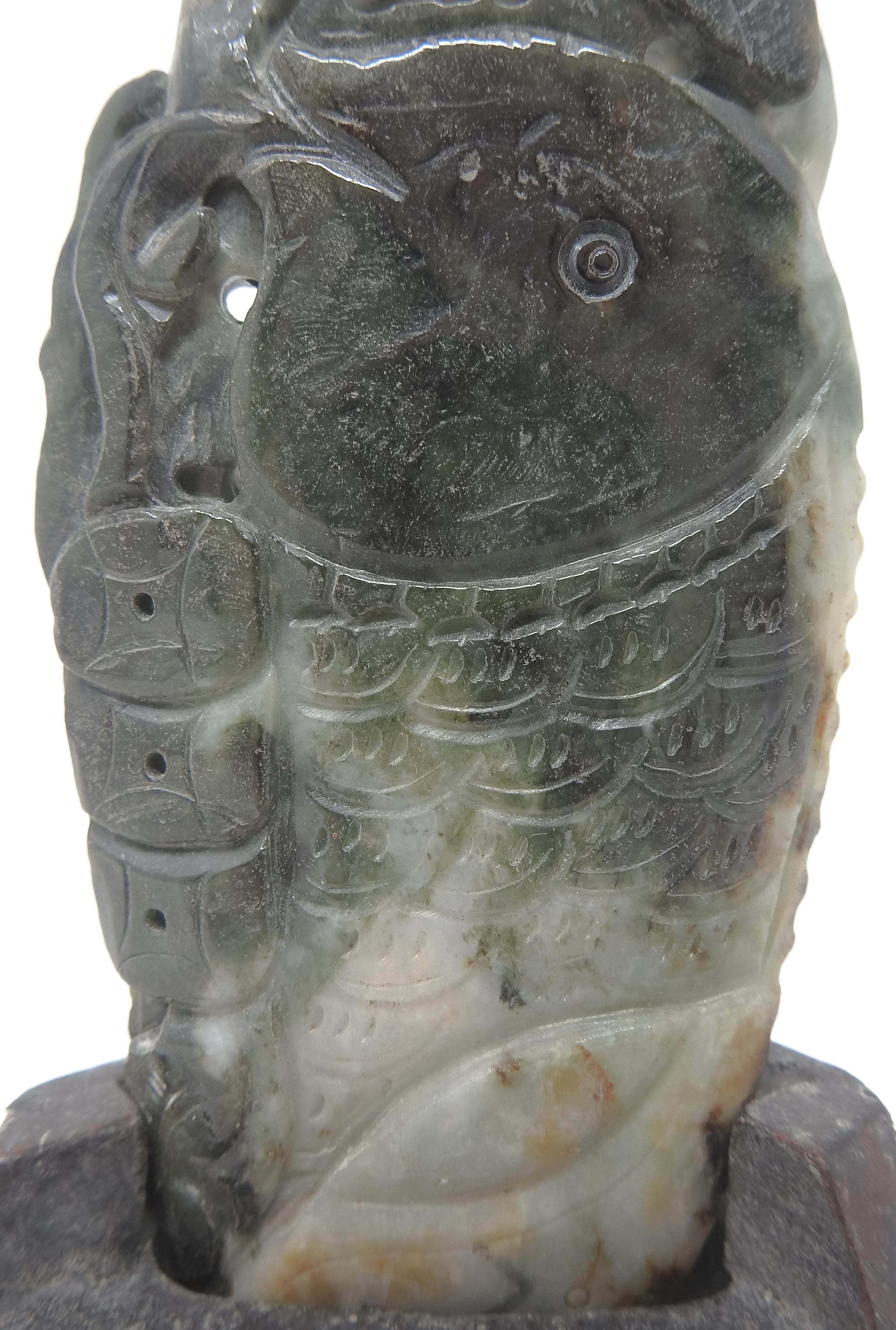 Chinese Soapstone Carving of Koi Fish on Stone Base For Sale 4