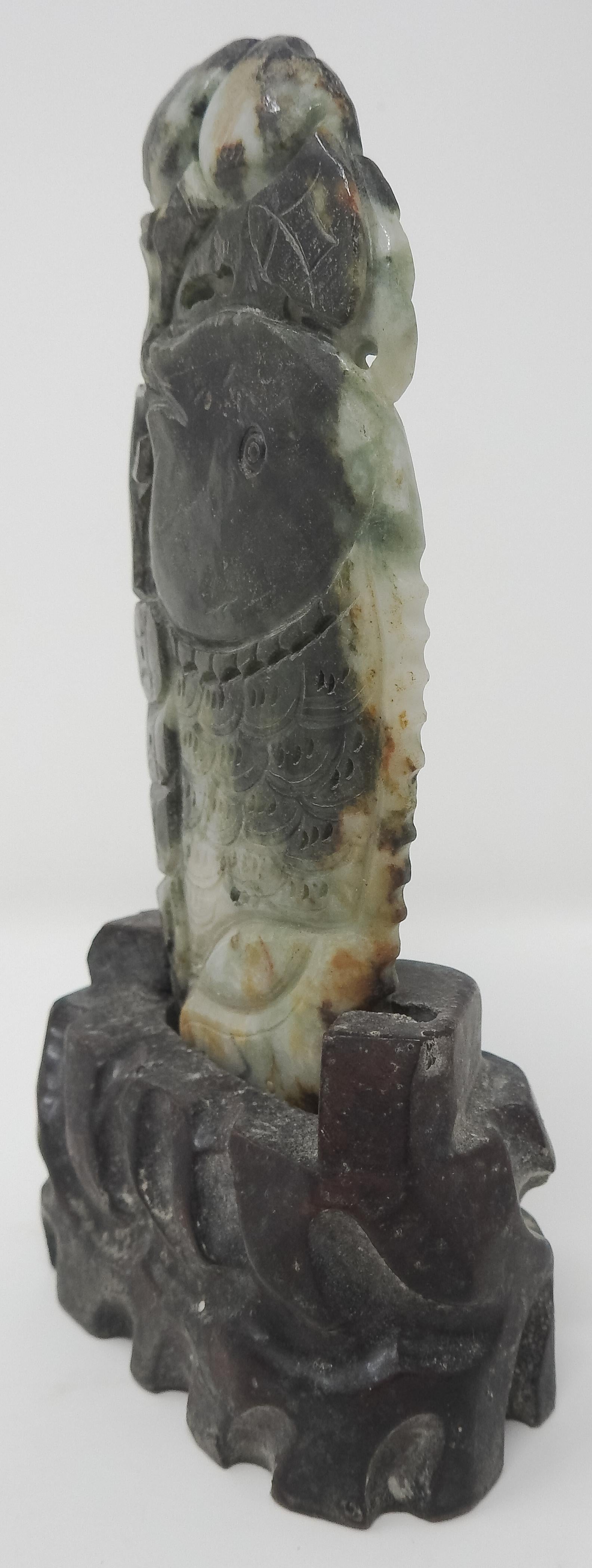 Chinese Soapstone Carving of Koi Fish on Stone Base For Sale 5