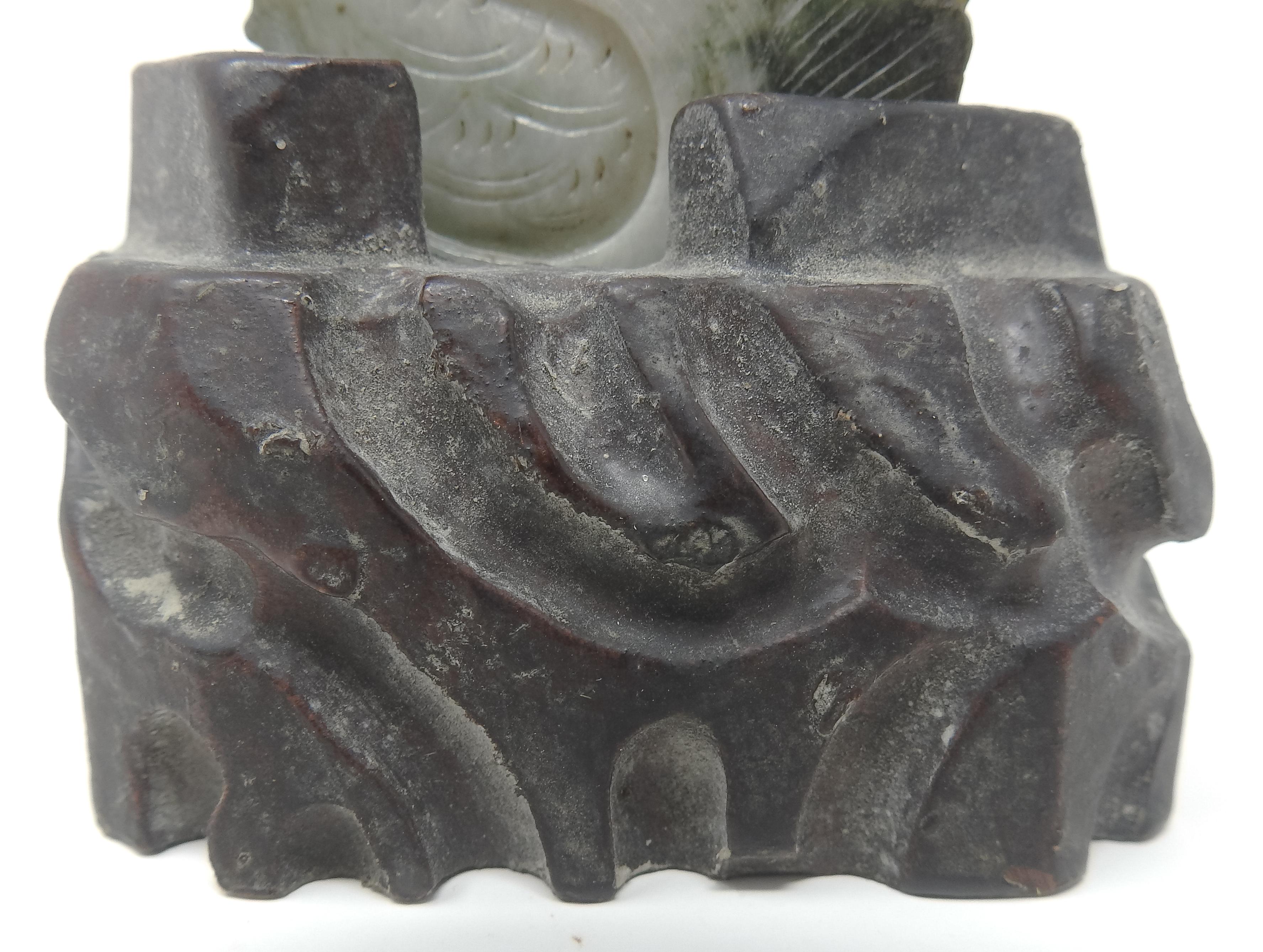 Chinese Export Chinese Soapstone Carving of Koi Fish on Stone Base For Sale