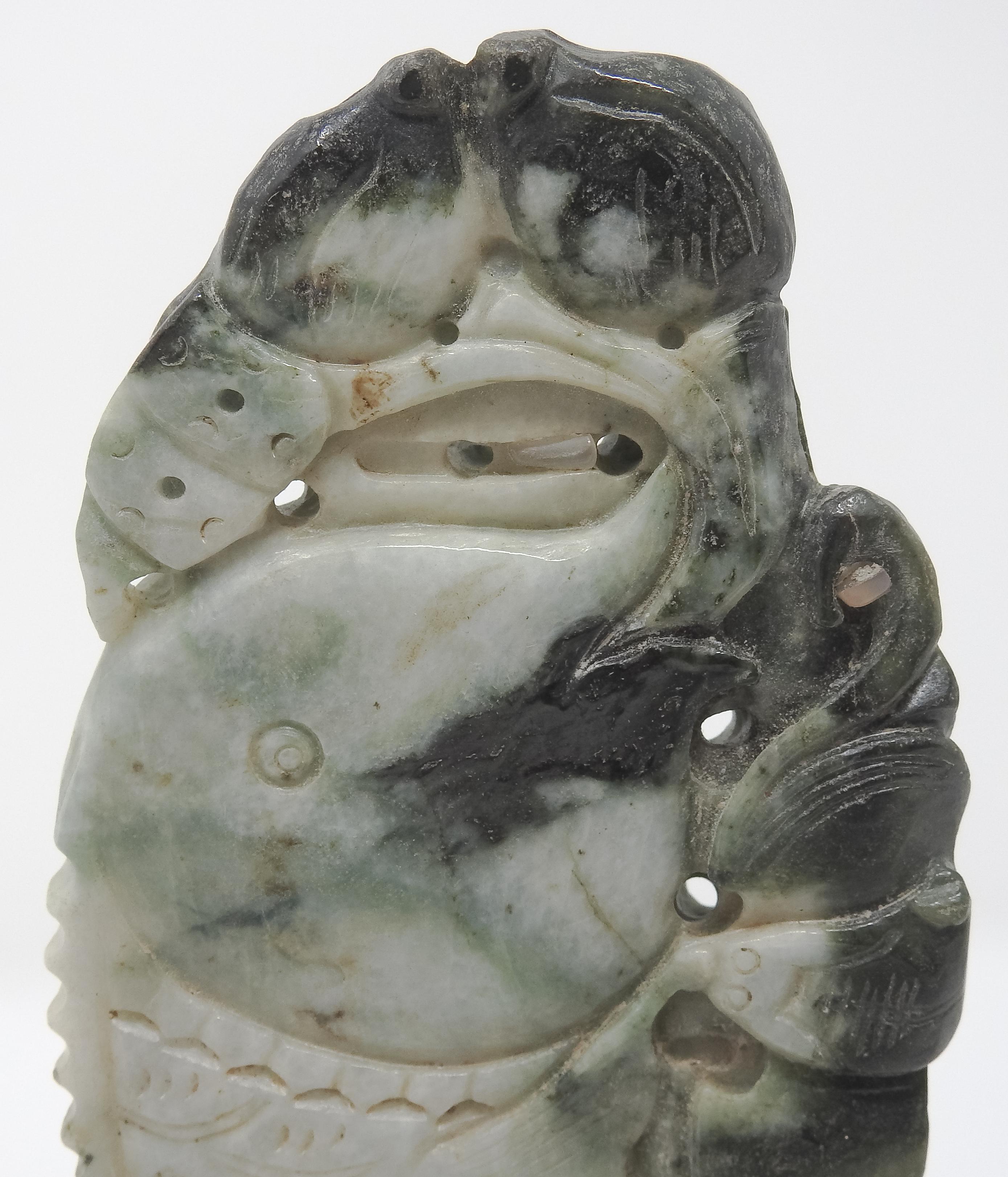 Chinese Soapstone Carving of Koi Fish on Stone Base In Fair Condition For Sale In Cookeville, TN