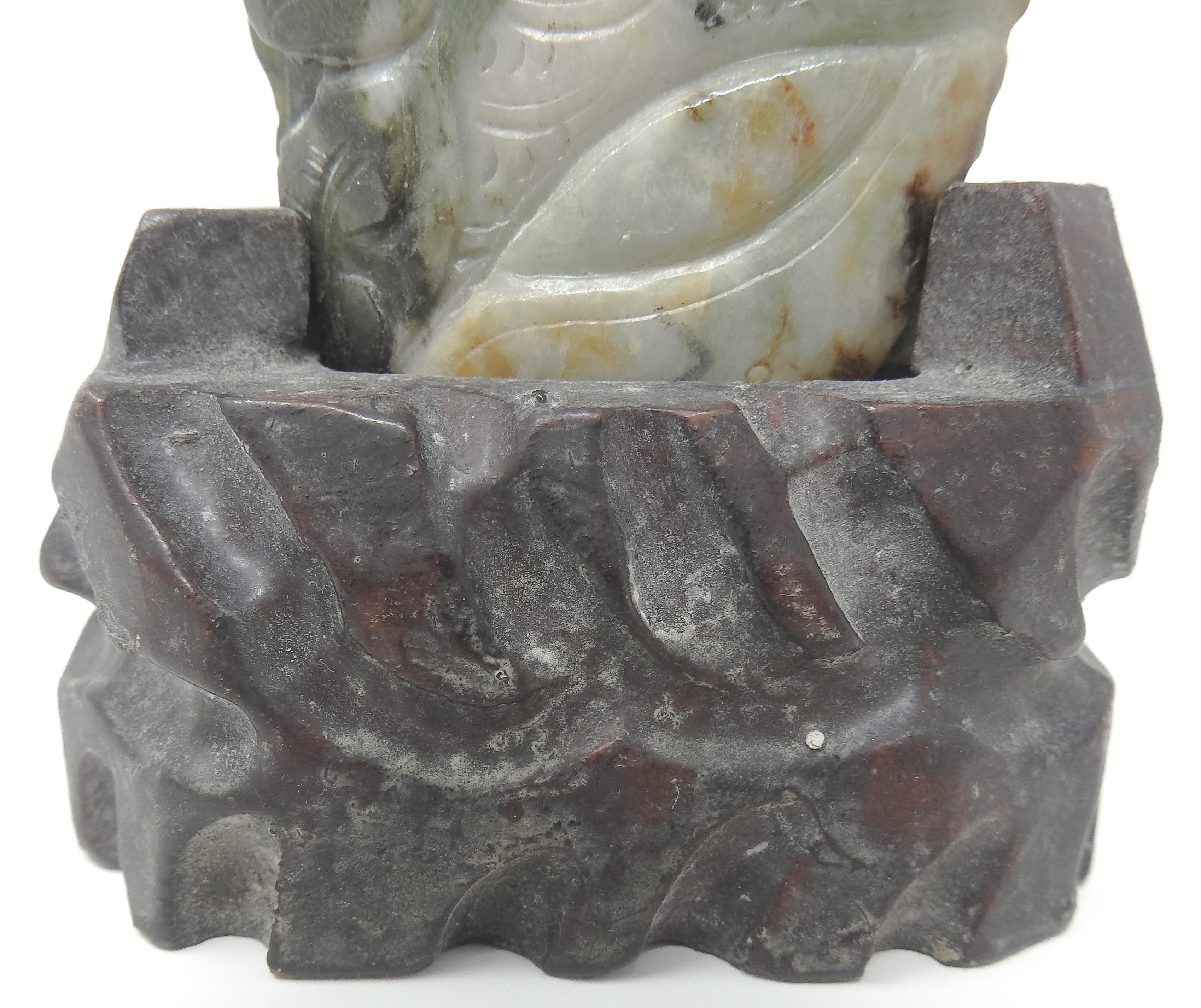 Chinese Soapstone Carving of Koi Fish on Stone Base For Sale 3