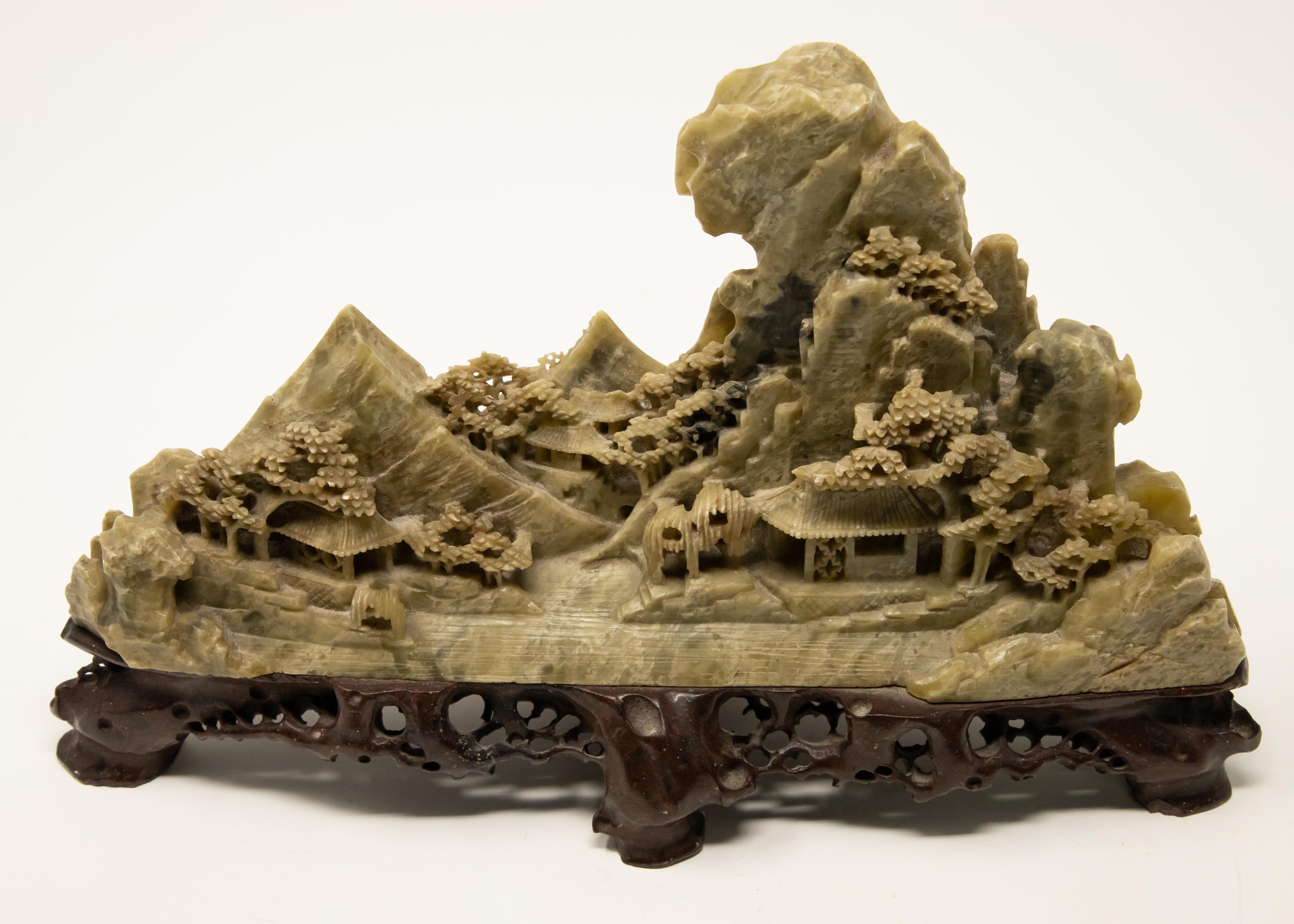 20th Century Chinese Soapstone Carving of Landscape