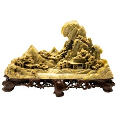 Vintage Chinese Soapstone Carving of Landscape