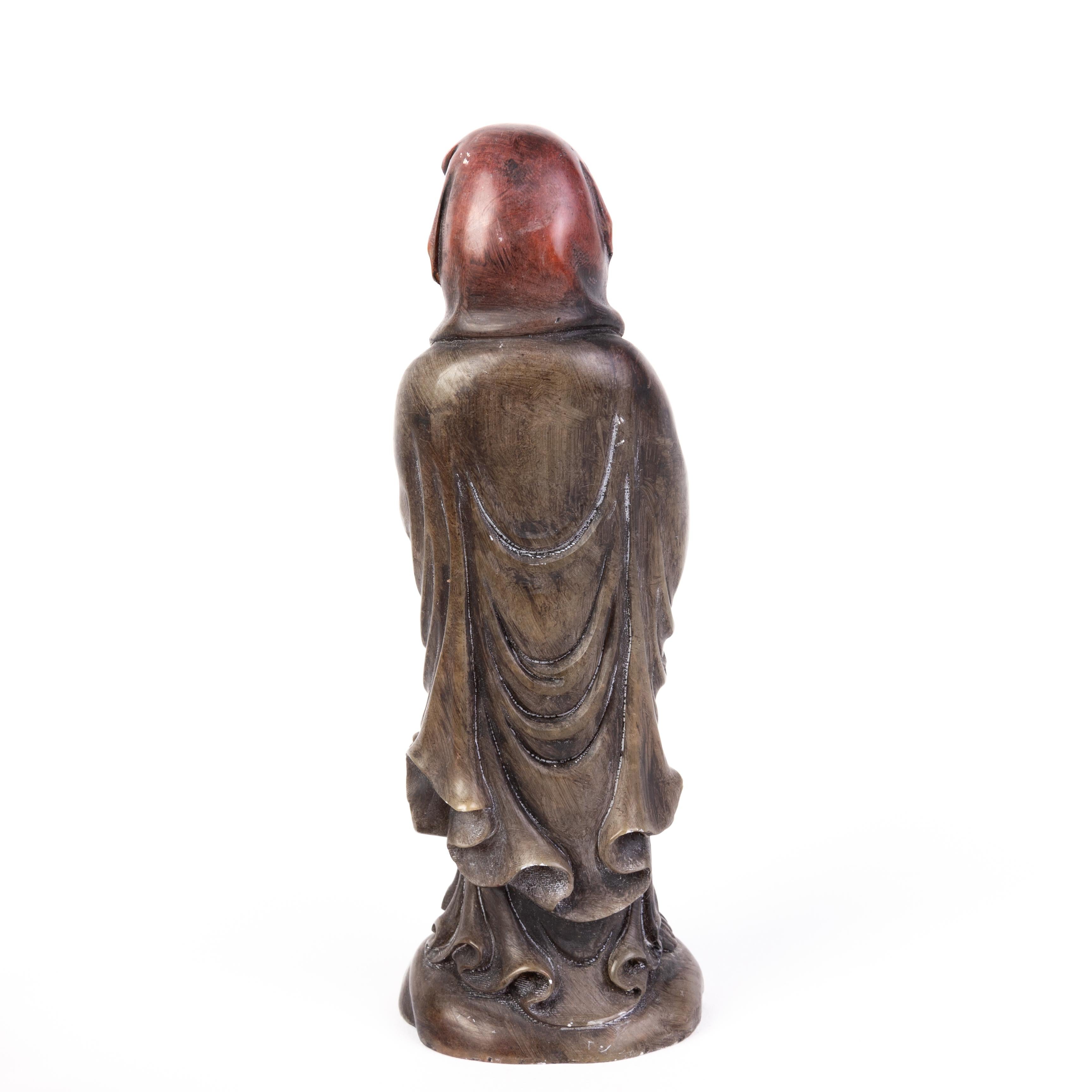 Hand-Carved Chinese Soapstone Carving Quanyin Sculpture 19th Century Qing For Sale