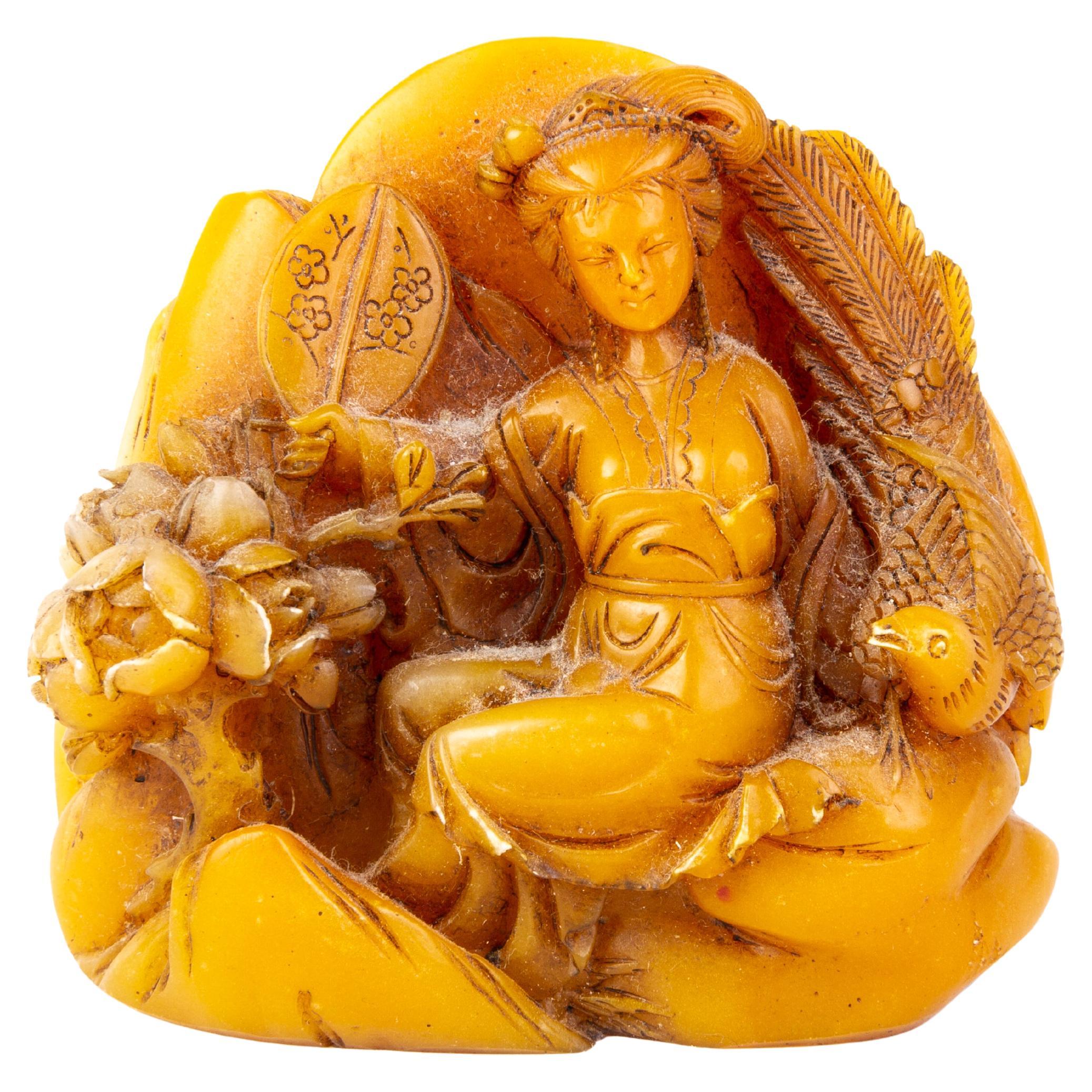 Chinese Soapstone Carving Sculpture 19th Century Qing For Sale