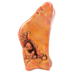 Chinesische Seifenschnitzerei, signierte buddhistische Siegel-Skulptur, 19. Jahrhundert, Qing