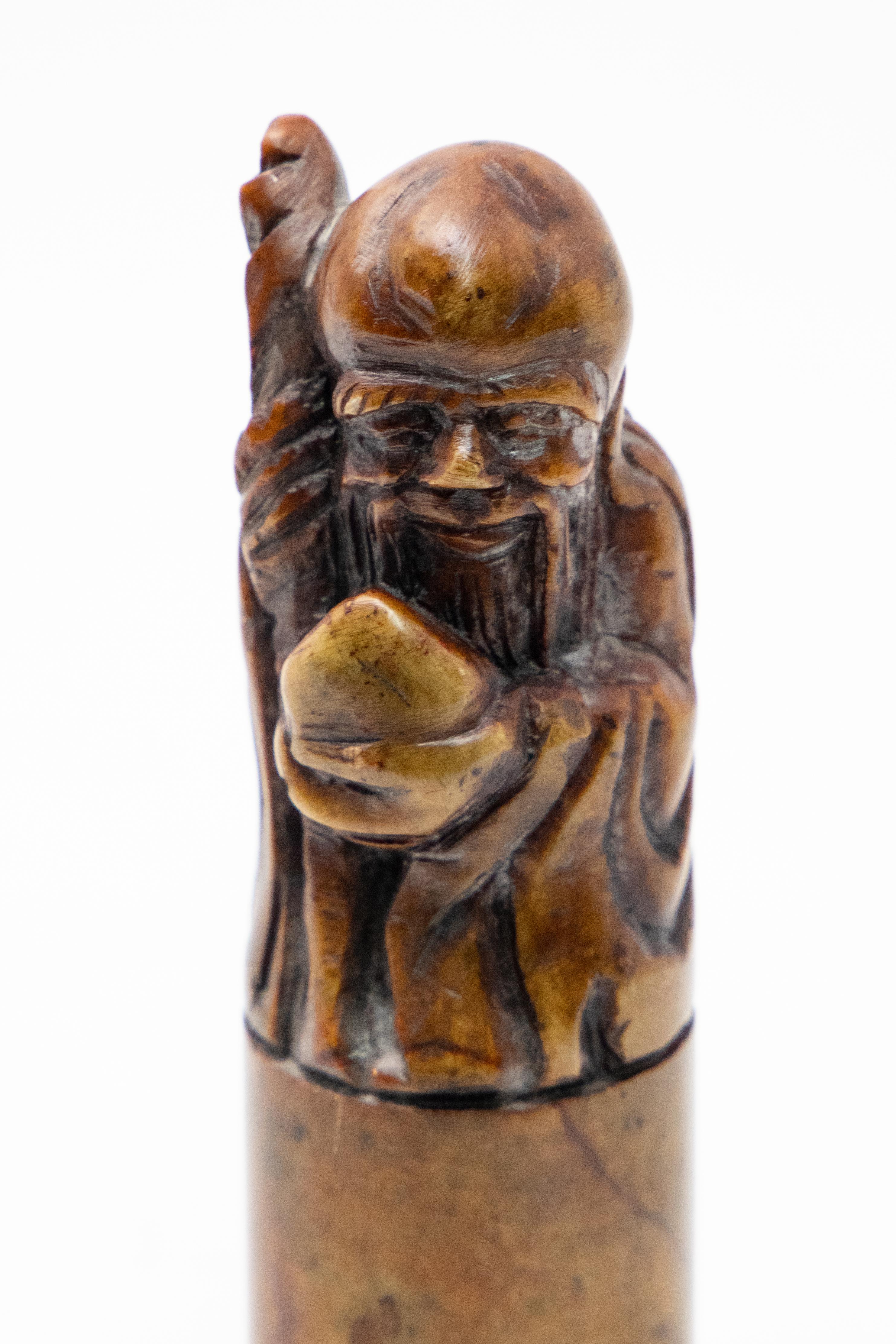 Hand-Carved Chinese Soapstone Chop Seal with Shoulao For Sale