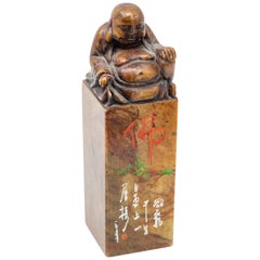 Chinese Soapstone Chop Seal with Shoushan Buddha