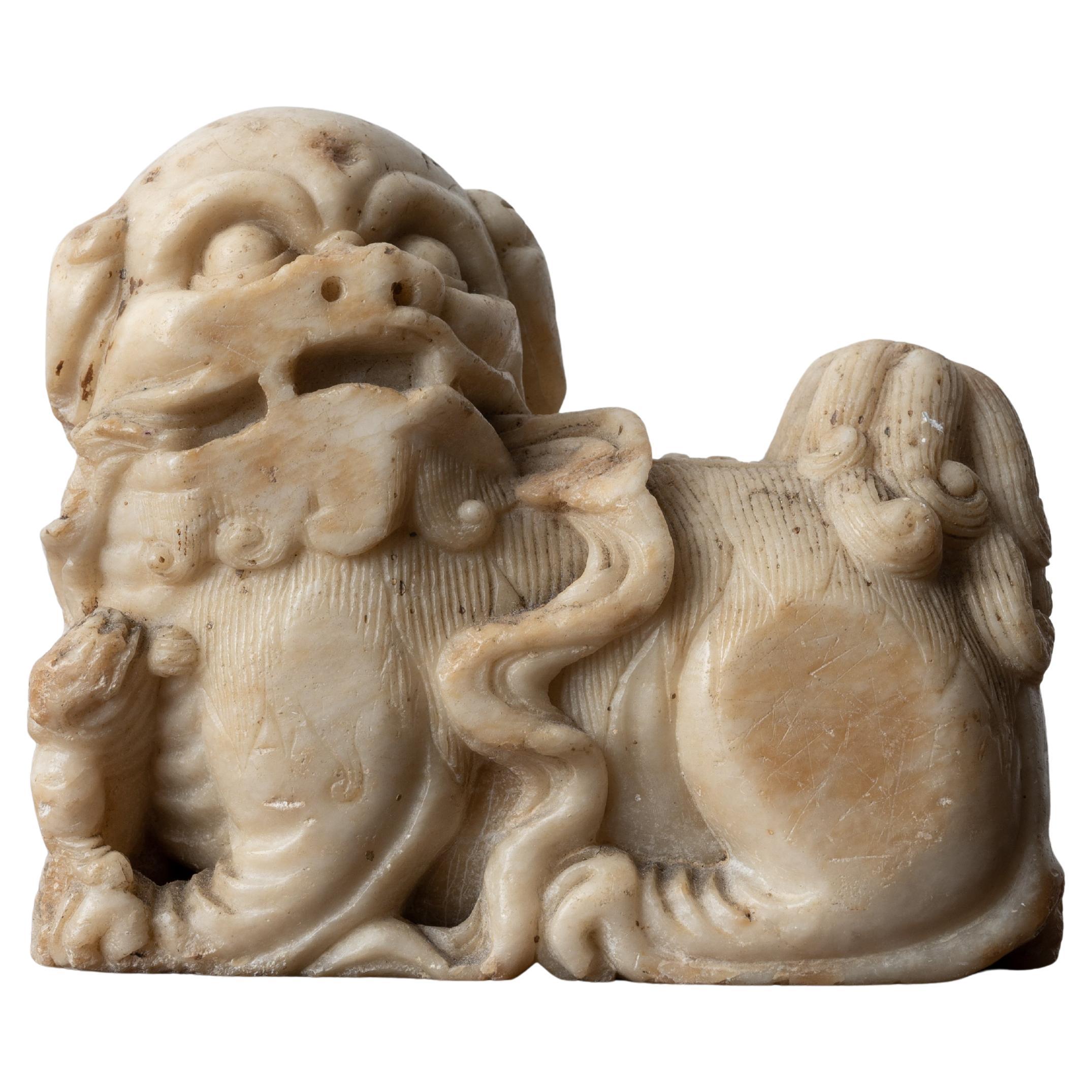 León guardián chino de piedra jabón, siglo XIX