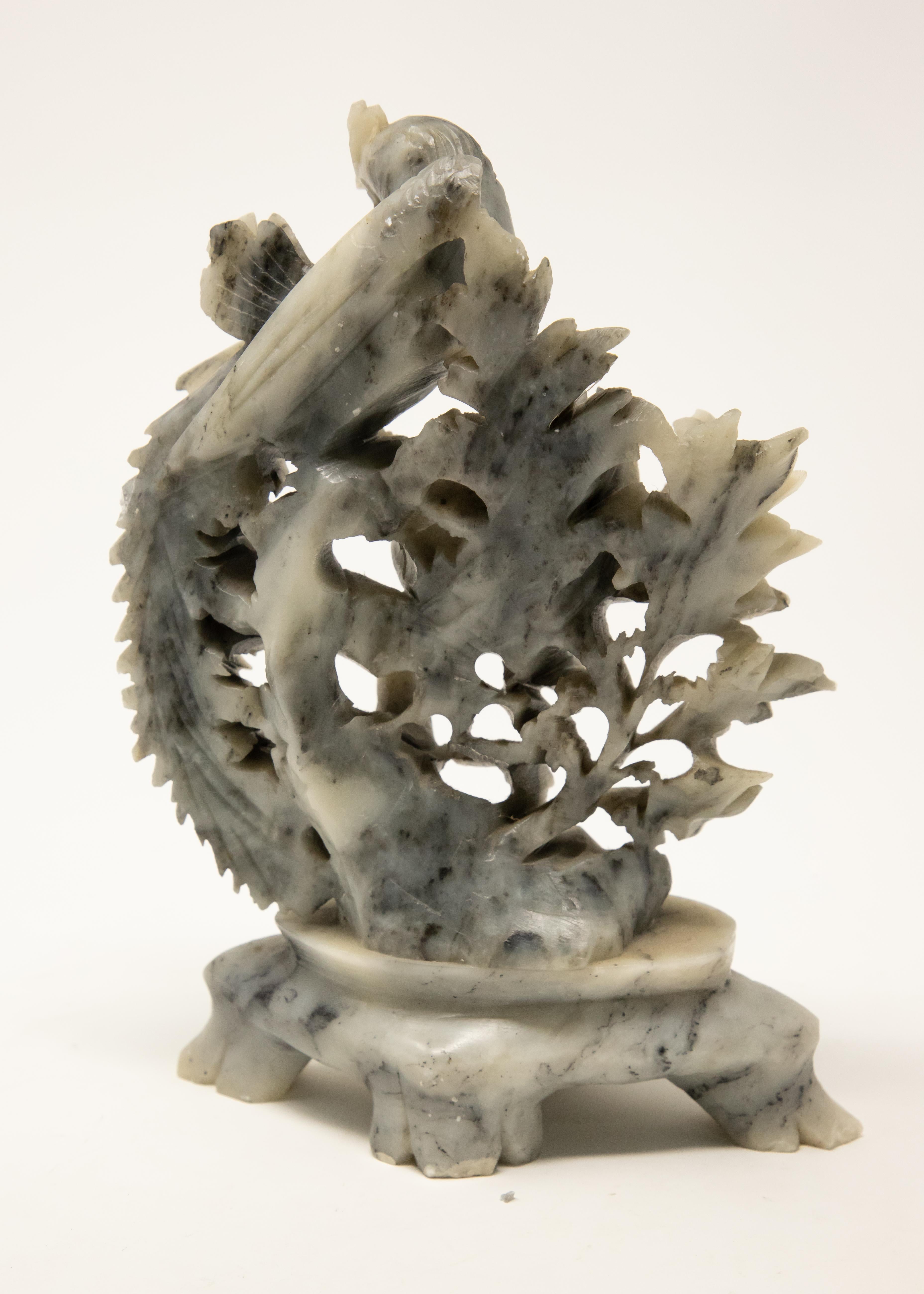 Chinese Soapstone Hand Carved with Phoenix In Fair Condition In Cookeville, TN