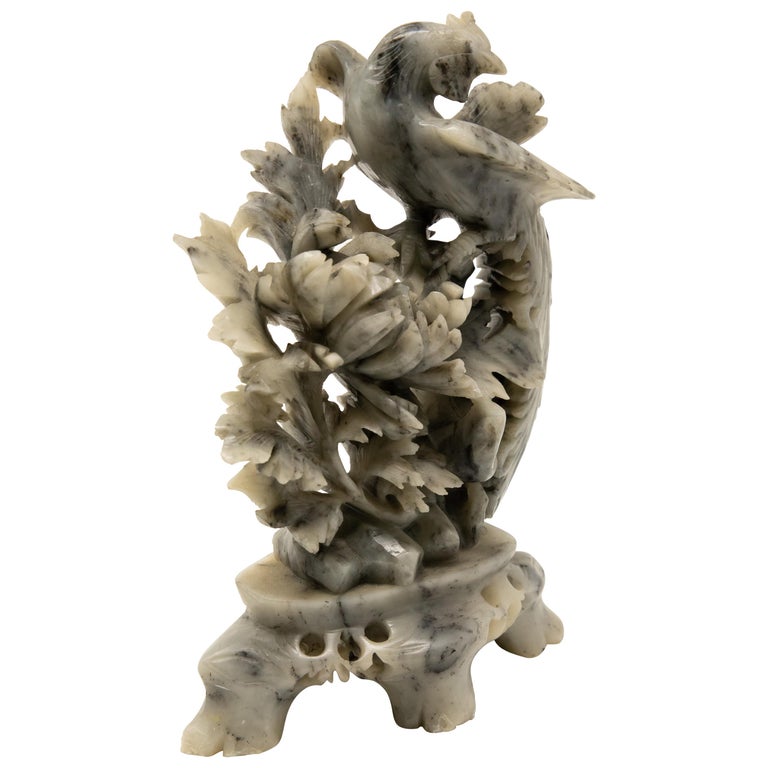 Chinese Soapstone Hand Carved with Phoenix For Sale at 1stdibs