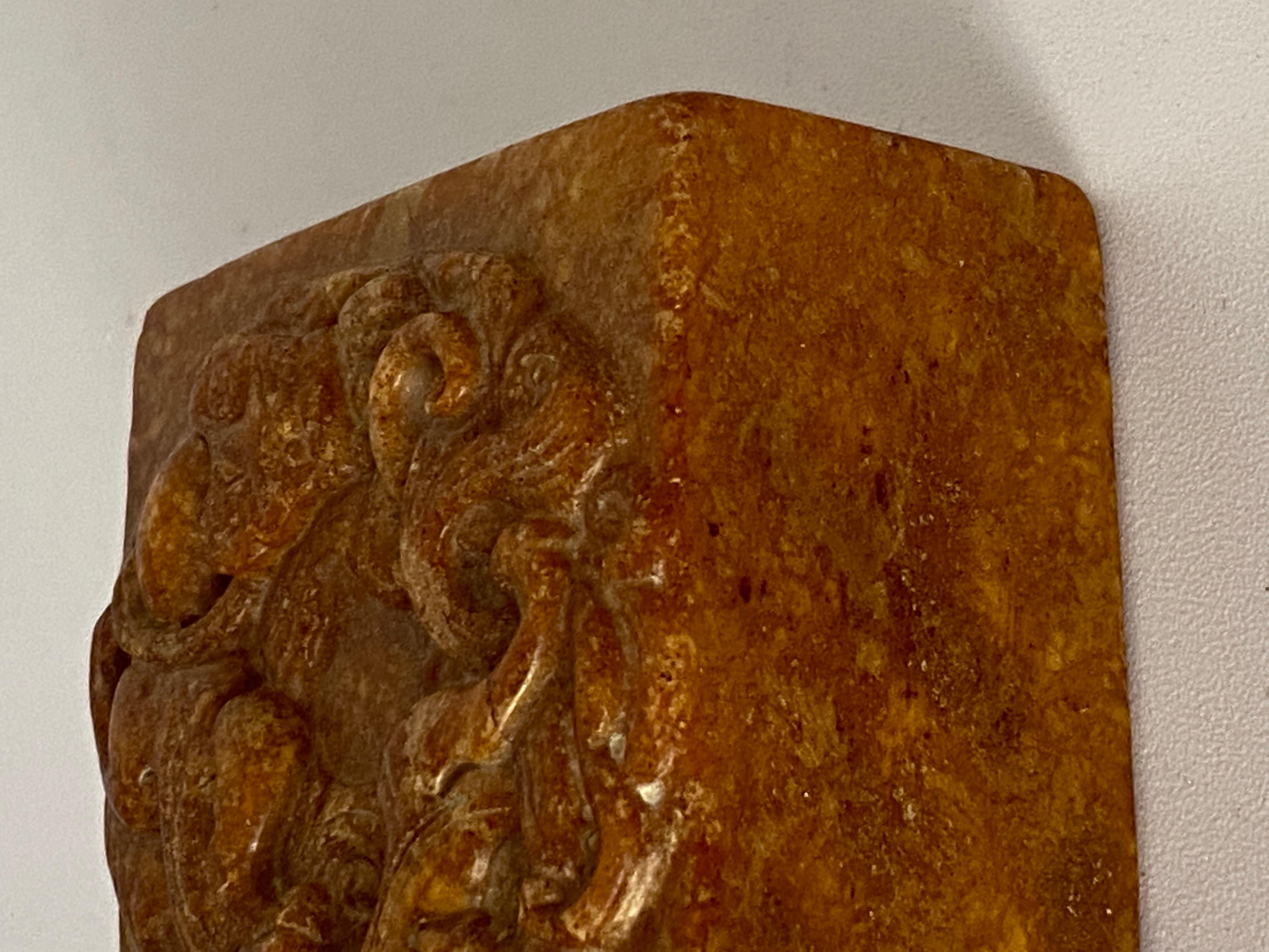 This Seal is in Soapstone. It has been made, in China circa 1880.
Brown color.
 