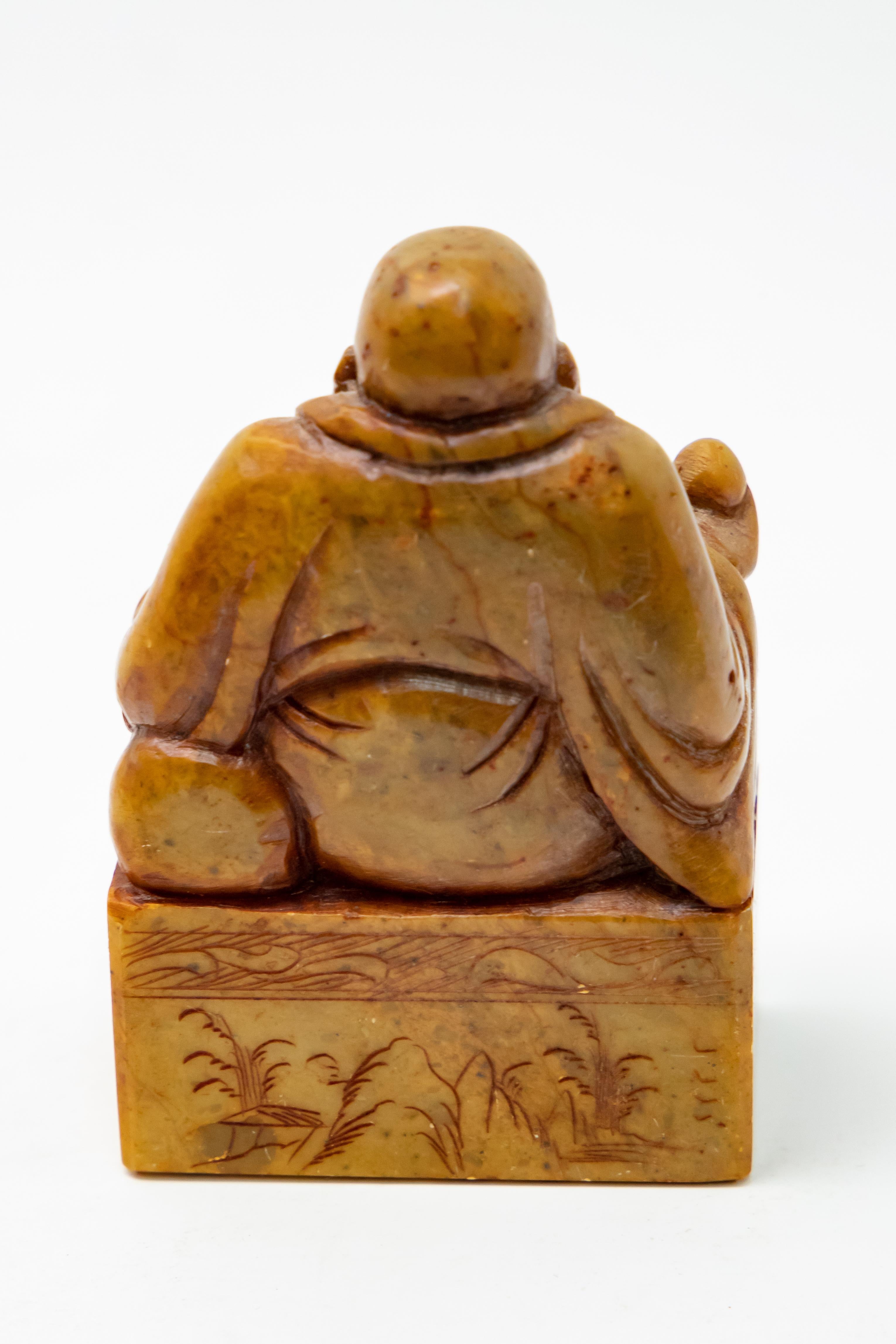 Hand-Carved Chinese Soapstone with Shoushan Buddha Hand Carved Chop Seal For Sale