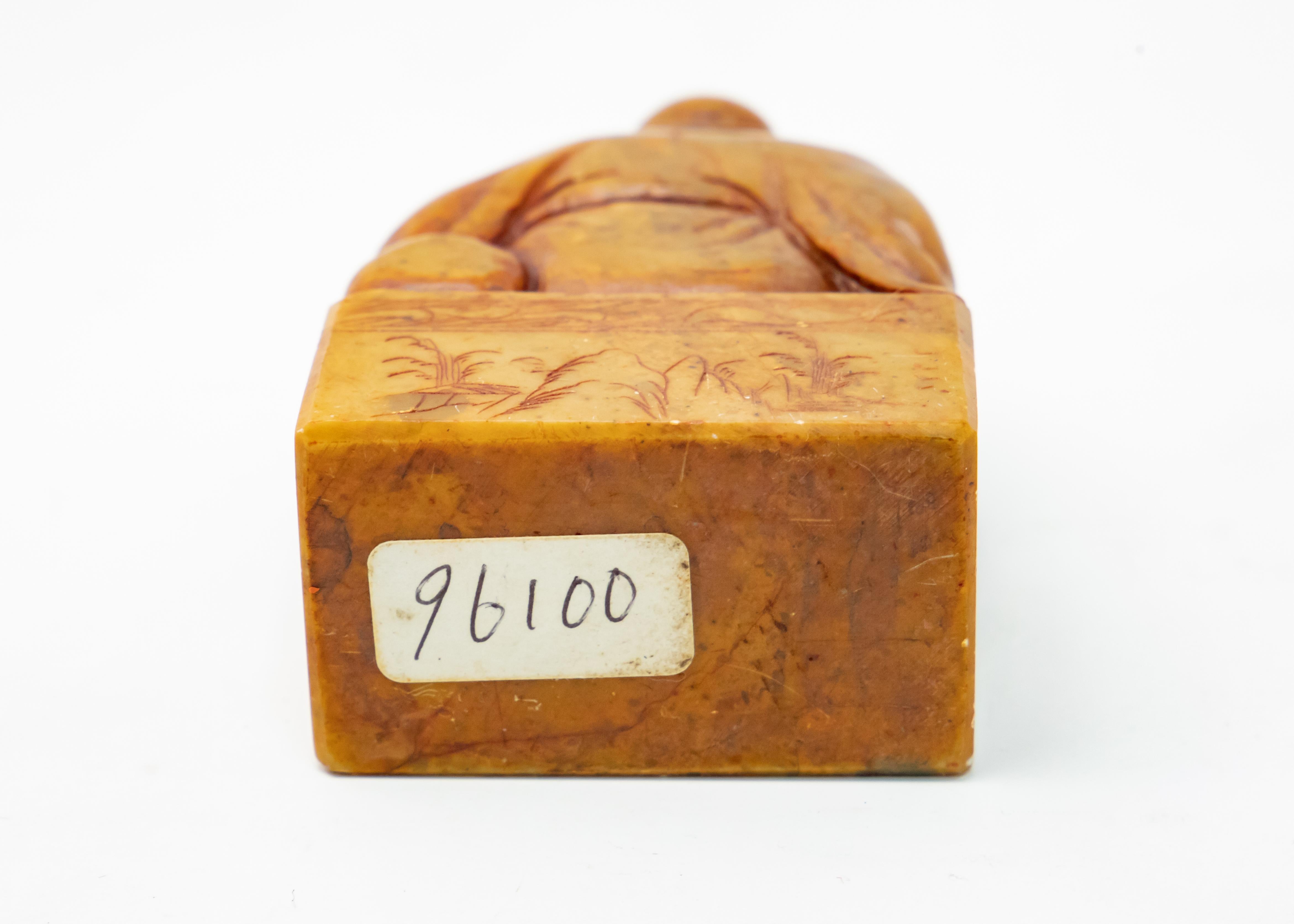 20th Century Chinese Soapstone with Shoushan Buddha Hand Carved Chop Seal For Sale