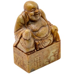 Sceau à savon chinois avec bouclier de Bouddha Shoushan sculpté à la main