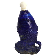 Chinesische Schnupftabakflasche in Fischform aus Sodalit