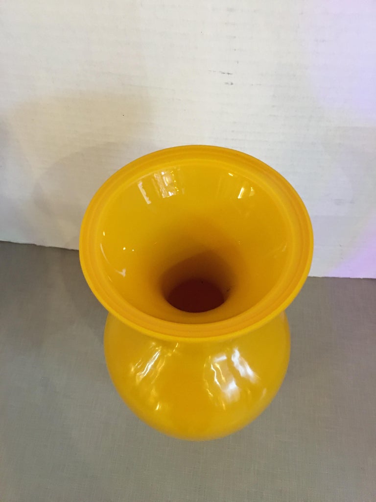 20th Century Chinese Solid Yellow Peking Glass Vase For Sale