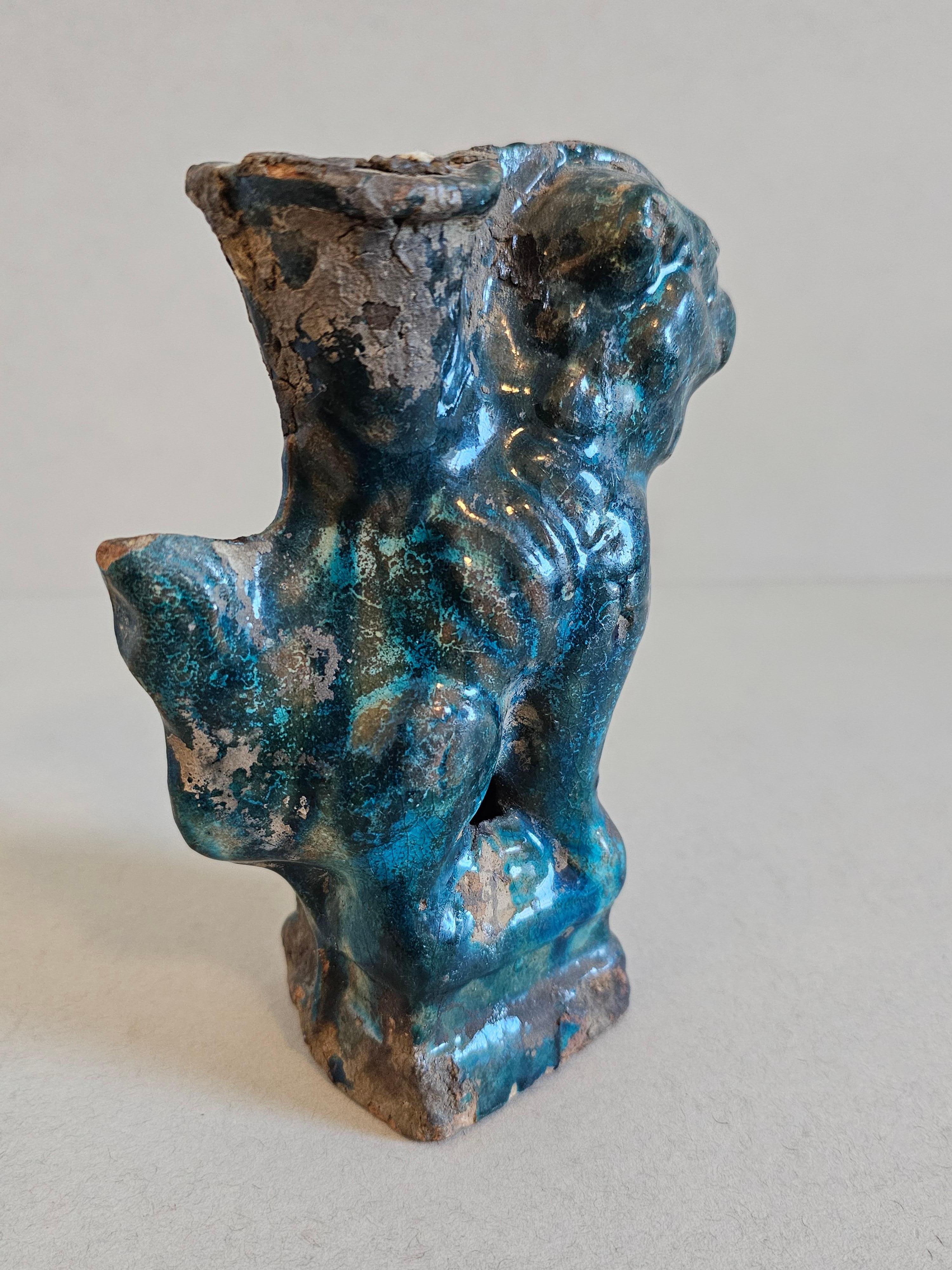 Chinese Song Dynasty Blue Glazed Foo Dog Lion Incense Burner Figure  For Sale 8
