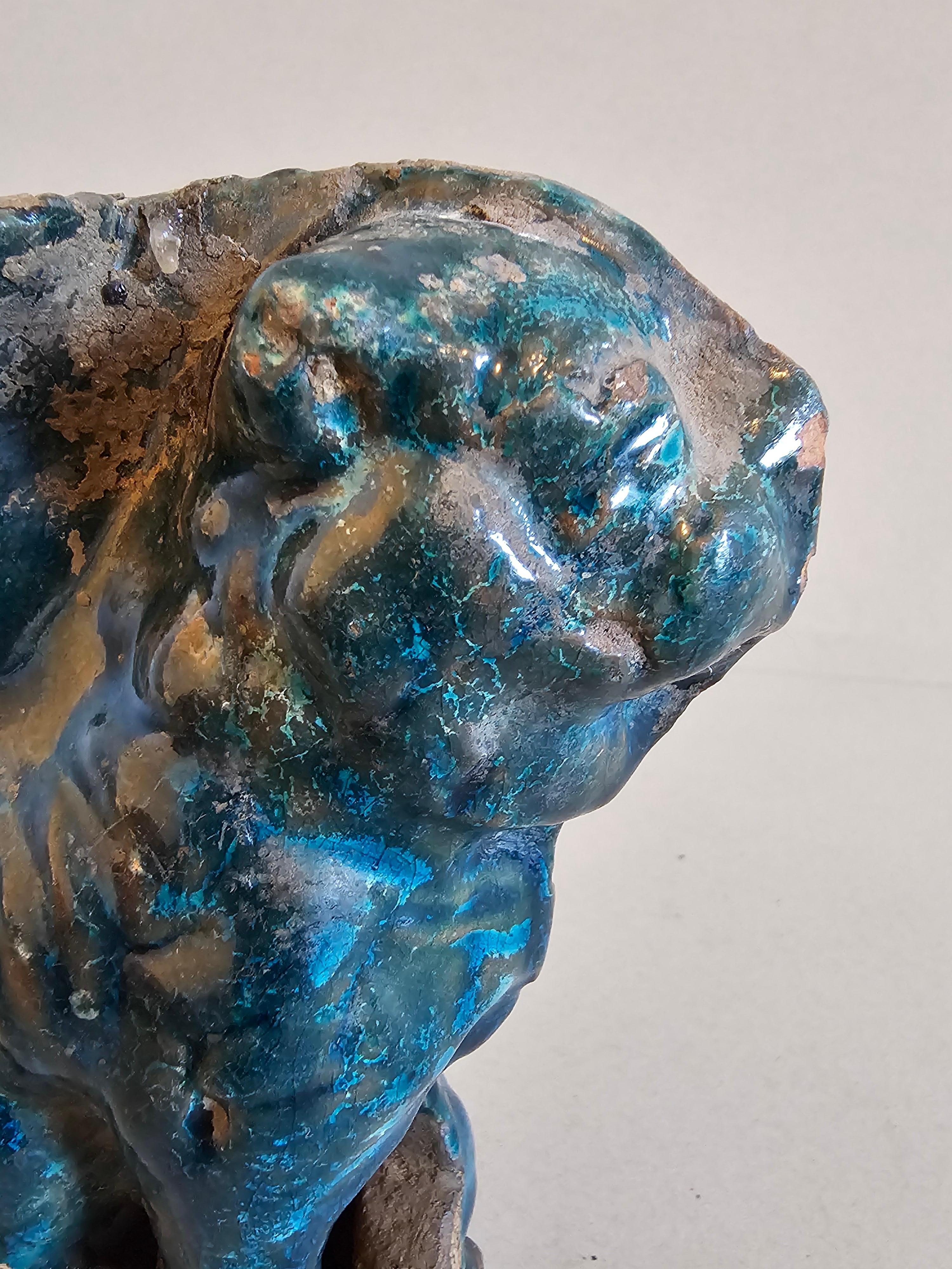 Chinese Song Dynasty Blue Glazed Foo Dog Lion Incense Burner Figure  For Sale 13