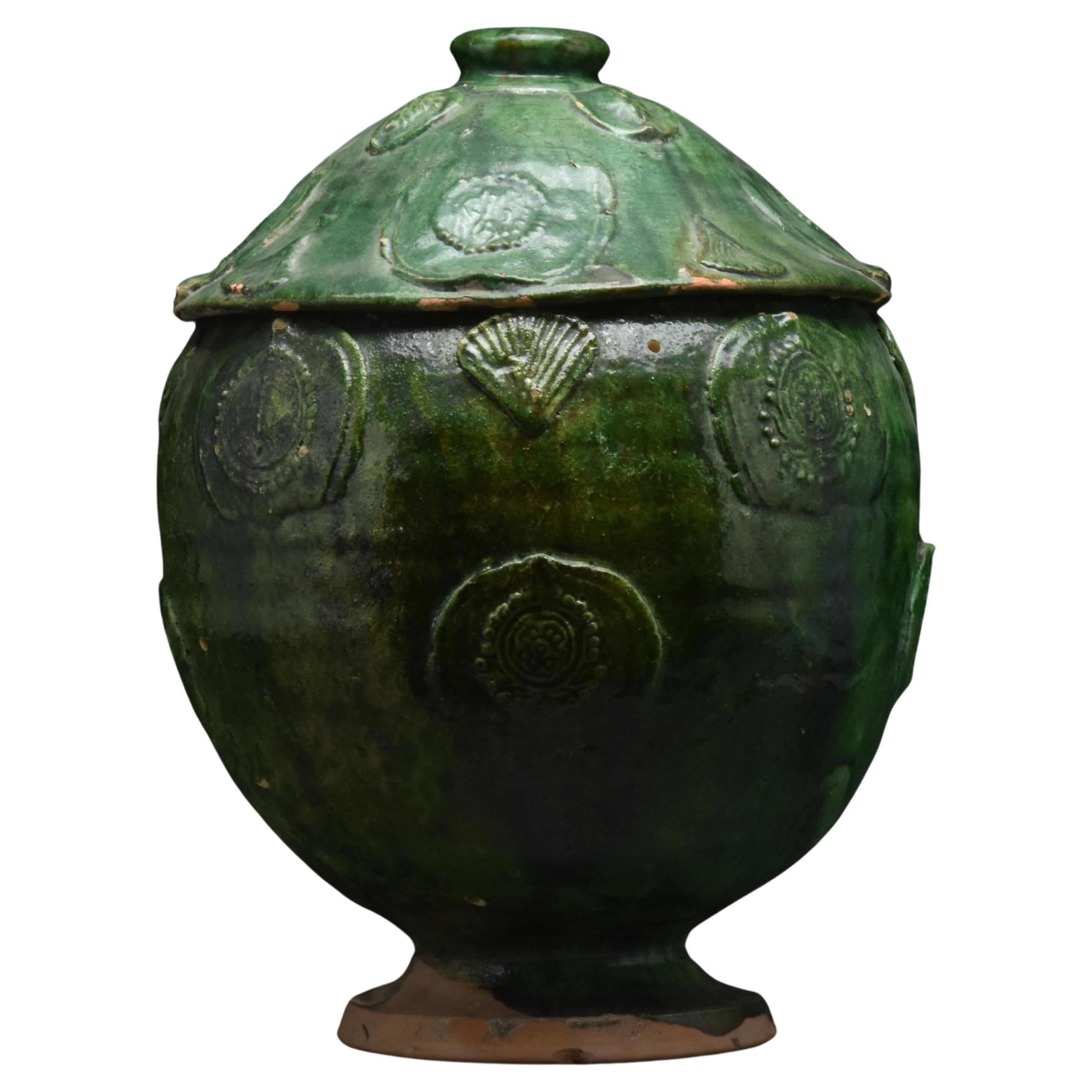 Chinese Song Dynasty Green Glazed Buddhist Funerary Jar and Cover - TL Tested For Sale