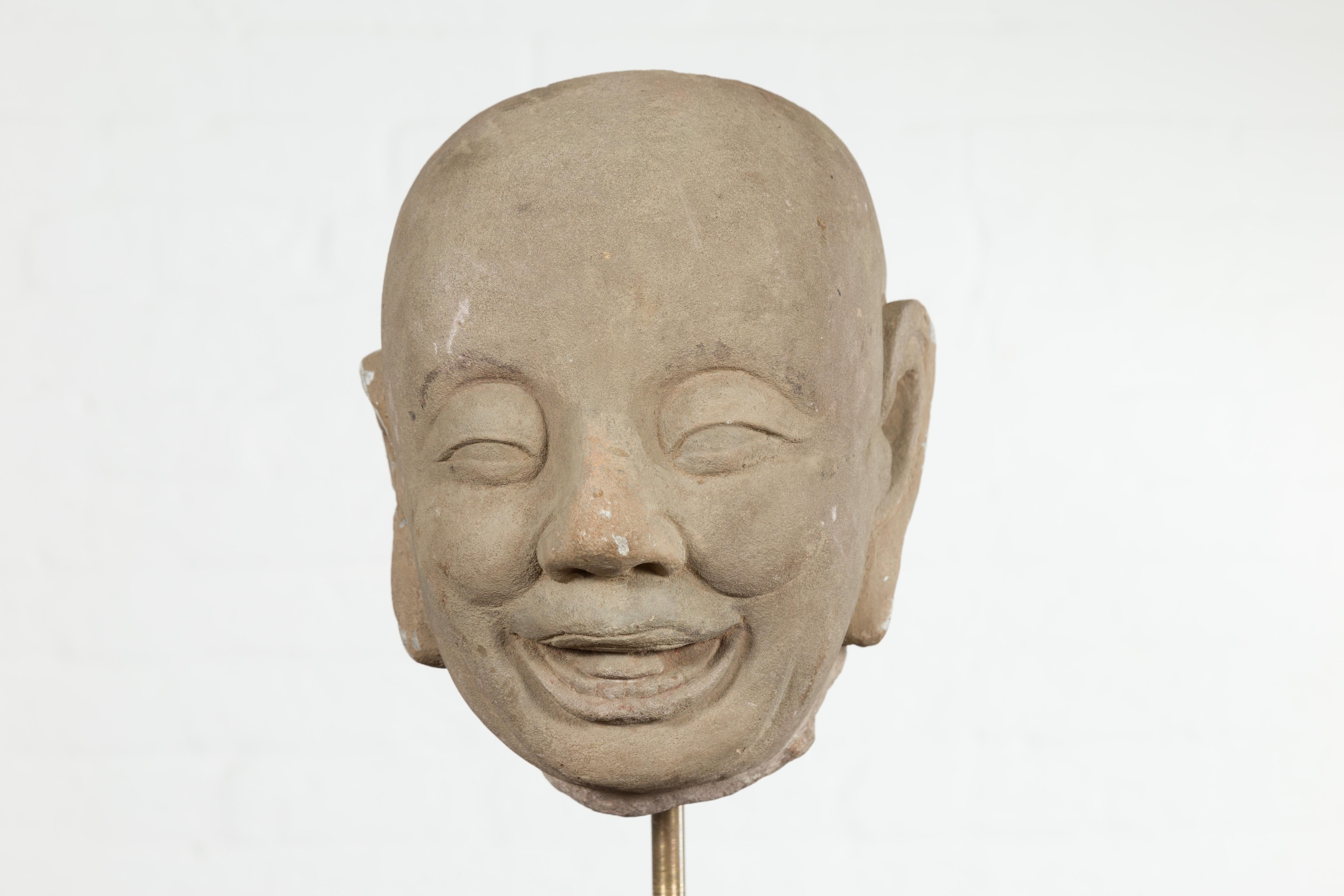 Chinese Song Dynasty Hand-Carved Limestone Head of a Lohan circa 960 to 1279 AD 6
