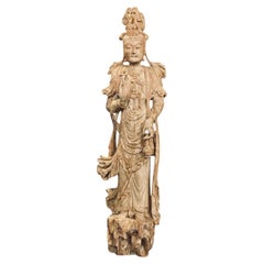 Chinese Song Dynasty Polychrome Wood Guanyin Figure, 13th Century