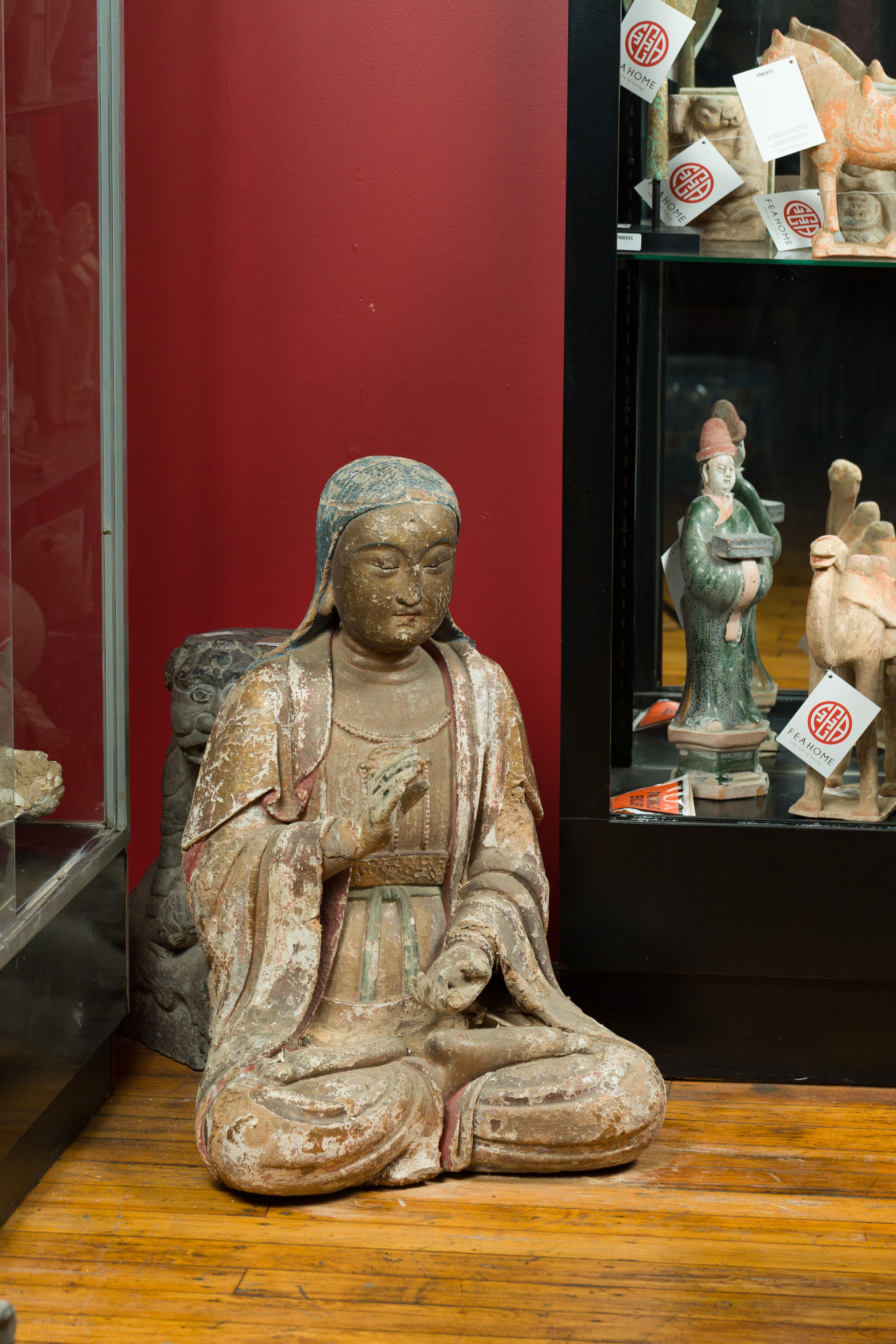 Chinese Song Dynasty Stucco Sculpture of Guanyin, Bodhisattva of Compassion 5