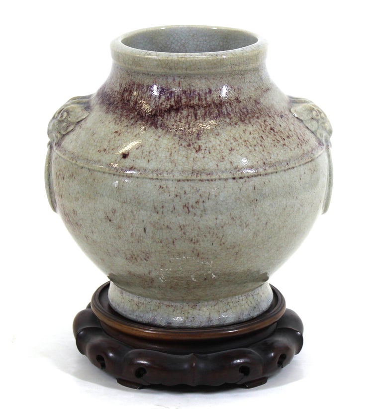 Chinese Qing Style Celadon Ceramic Jar Vase In Good Condition For Sale In New York, NY