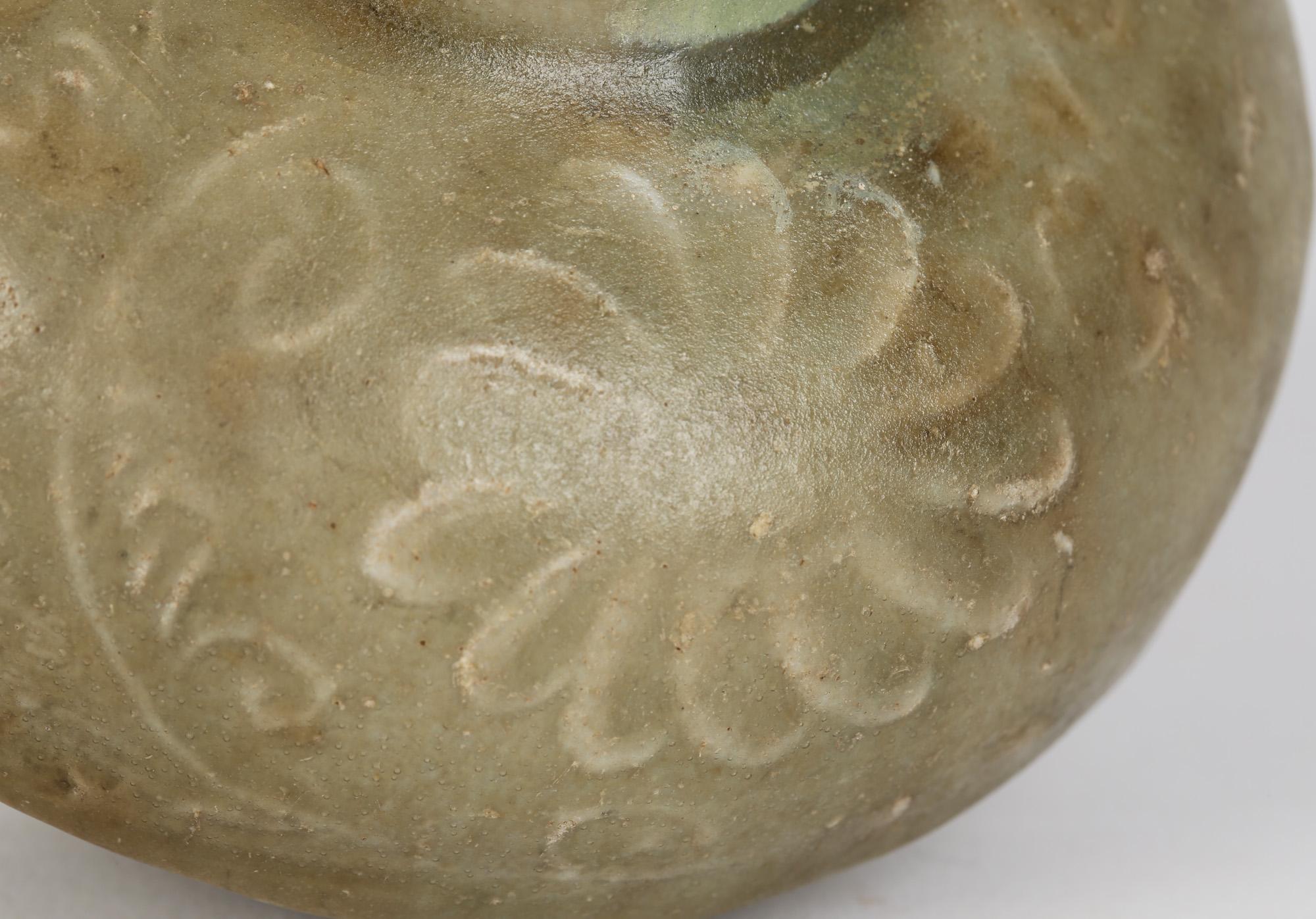 Chinese Song/Yuan Dynasty Flower Molded Longquan Celadon Pottery Jar 5