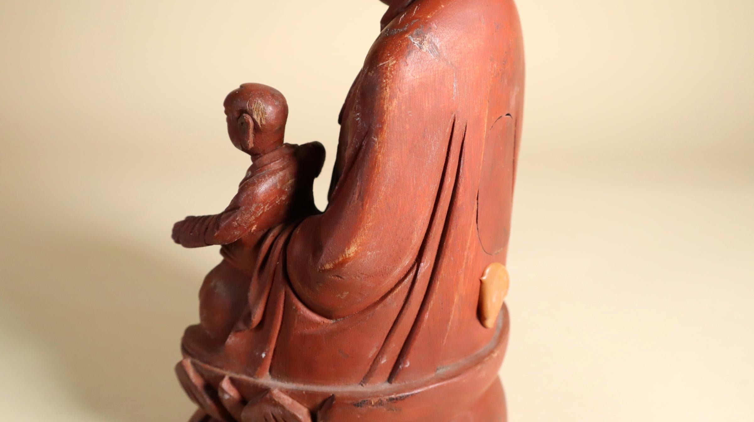 20th Century Chinese Songzi Guanyin Wood Carving with Secret Compartment Quan or Guan Yin For Sale