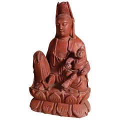 Chinese Songzi Guanyin Wood Carving with Secret Compartment Quan or Guan Yin