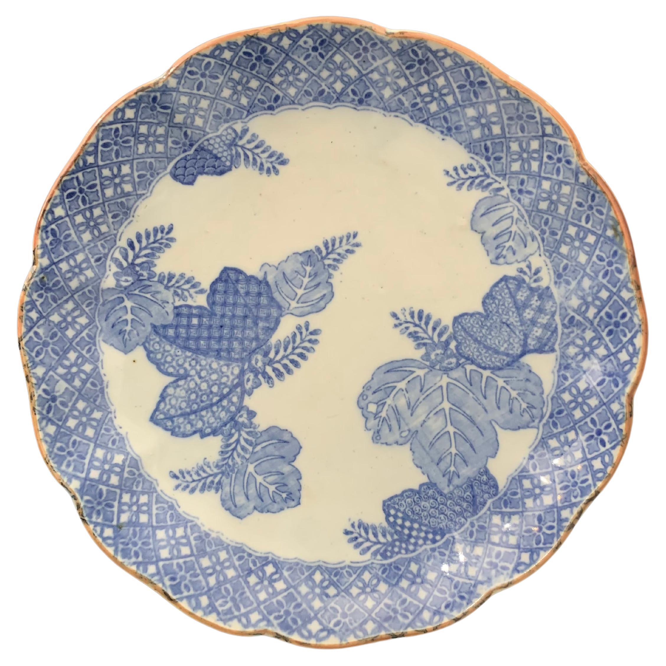 Chinese Soup Plate Inspired by the Blue Family India Compagny, Mid 19th Century For Sale