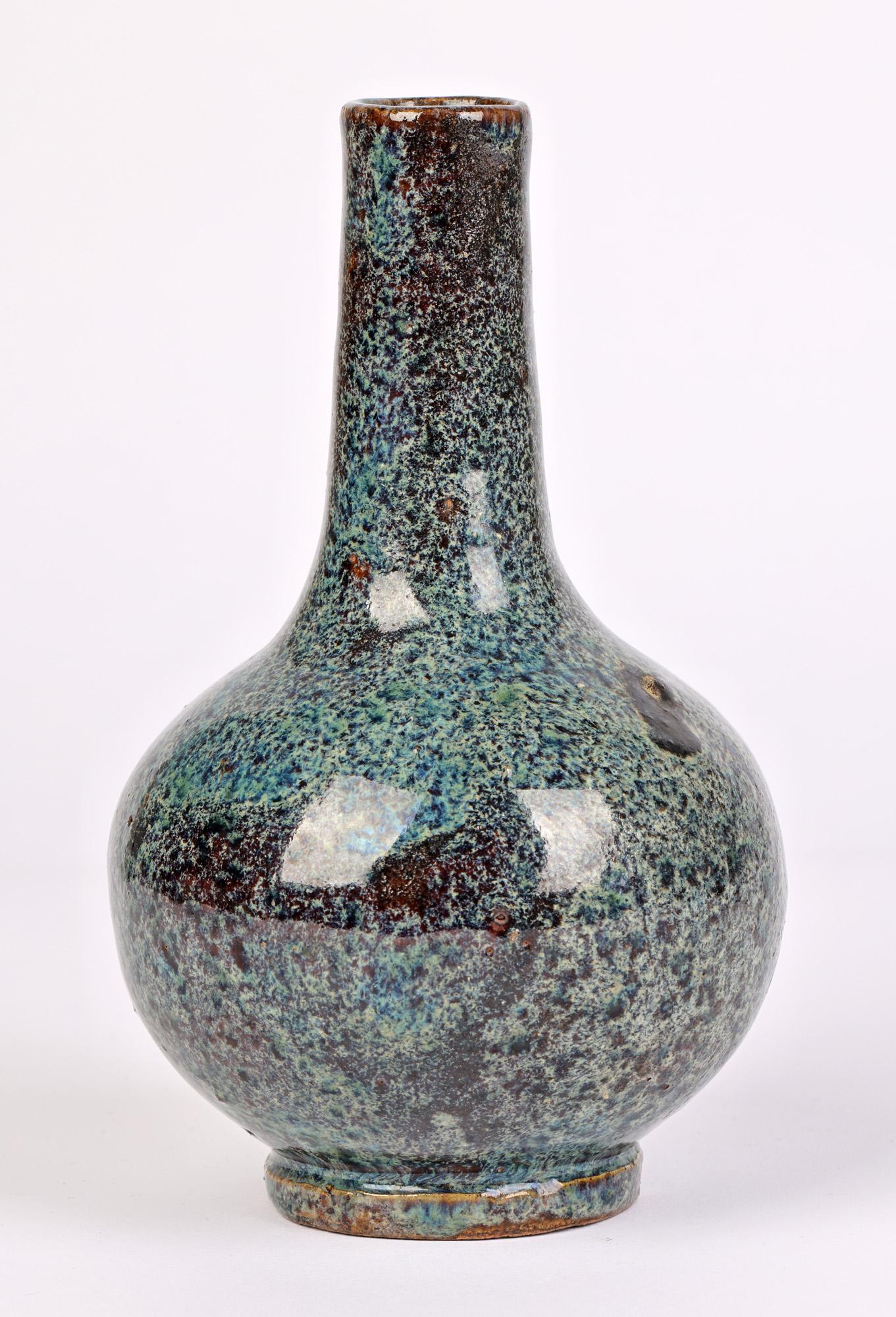 Chinese Speckle Glazed Onion Shape Bottle Shaped Vase In Good Condition For Sale In Bishop's Stortford, Hertfordshire