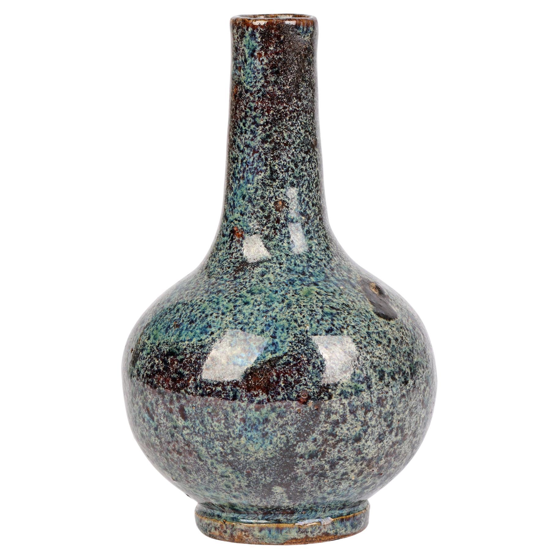 Vase chinois en forme de bouteille en forme d'oignon émaillé à la moucheté