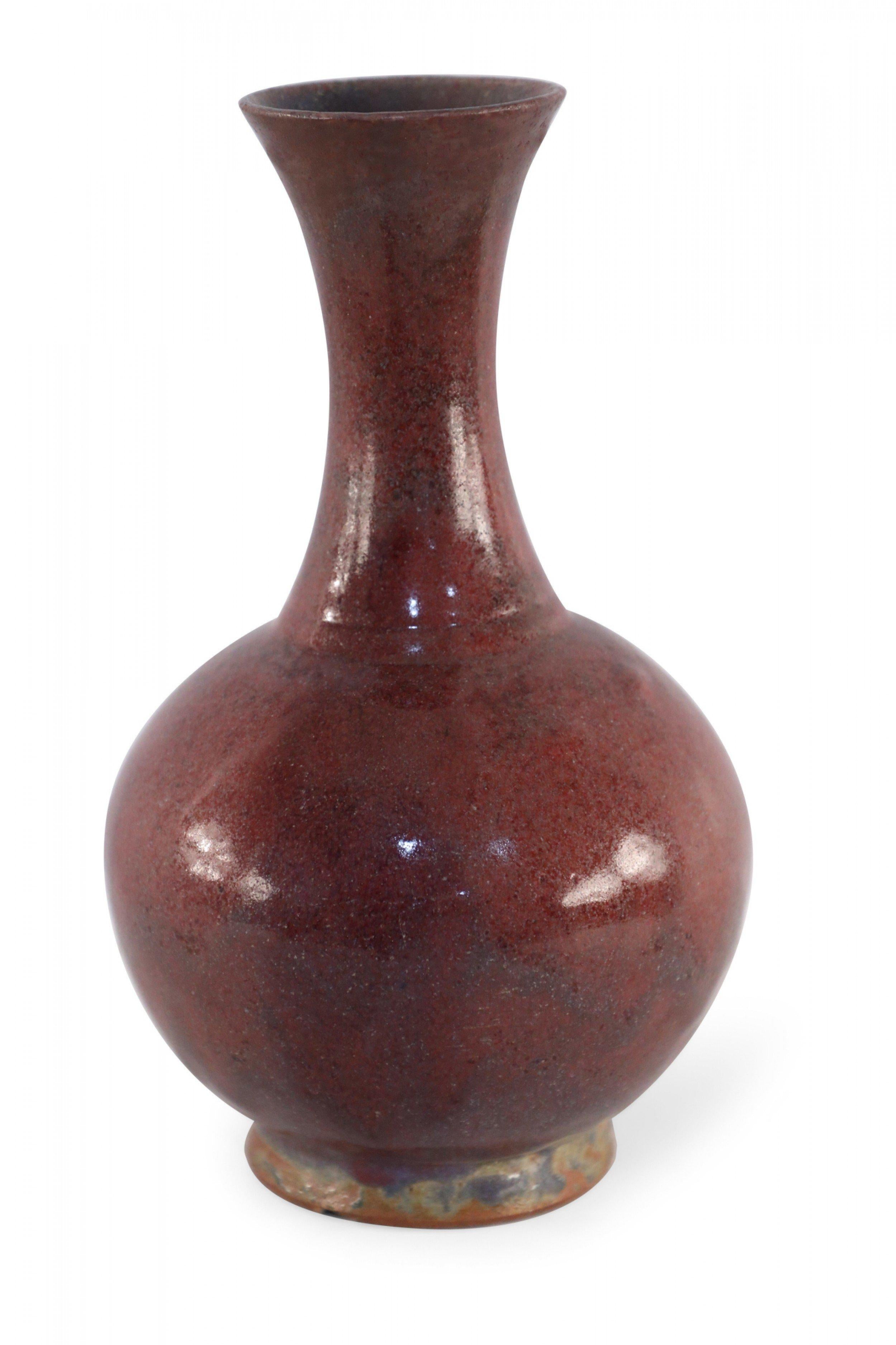 Chinese Speckled Maroon Glazed Porcelain Vase For Sale 5