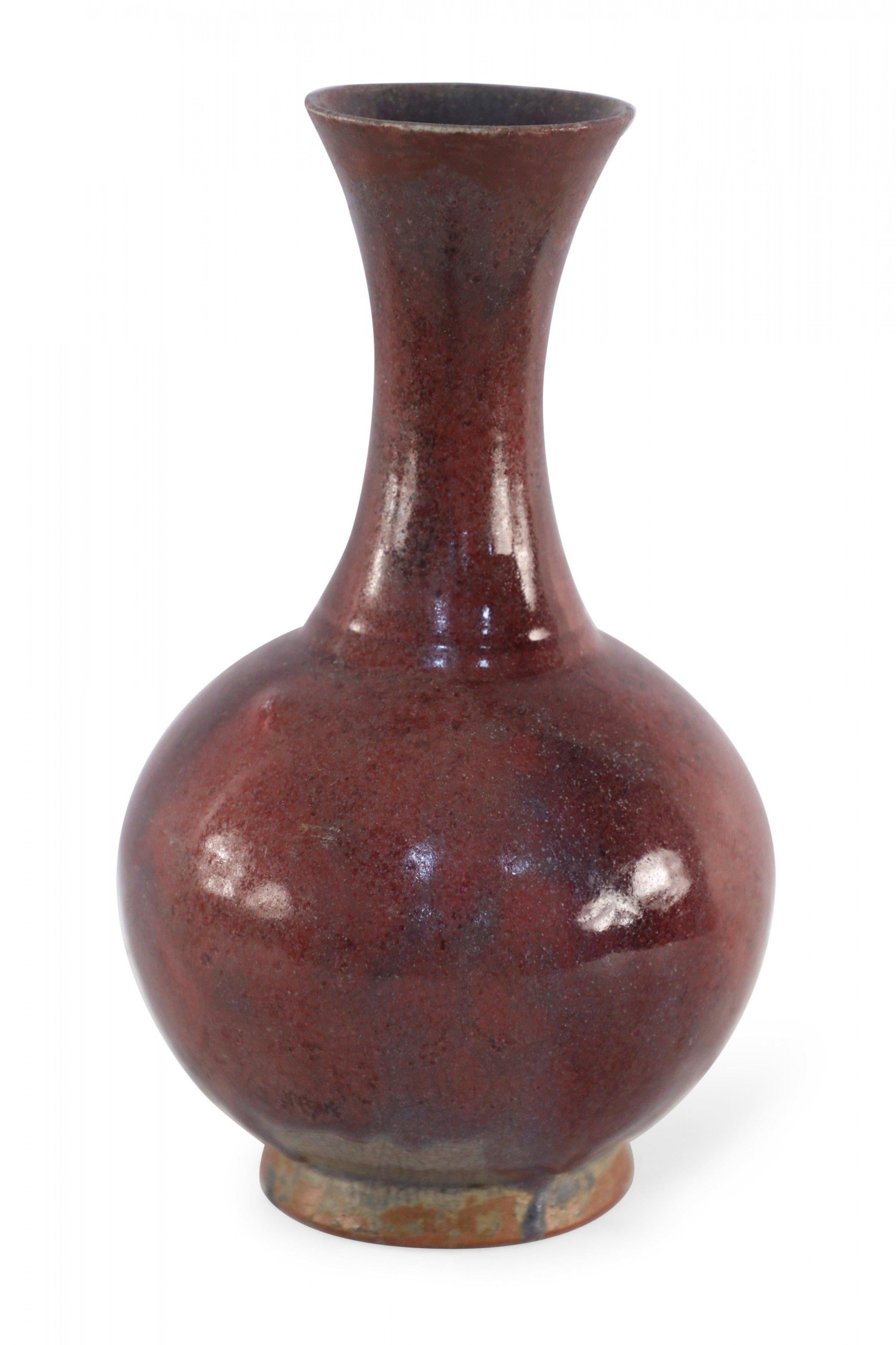 20th Century Chinese Speckled Maroon Glazed Porcelain Vase For Sale