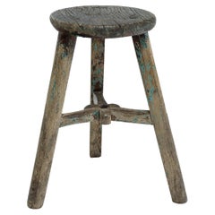 Antique Chinese Speckled Tri-Leg Stool, circa 1900