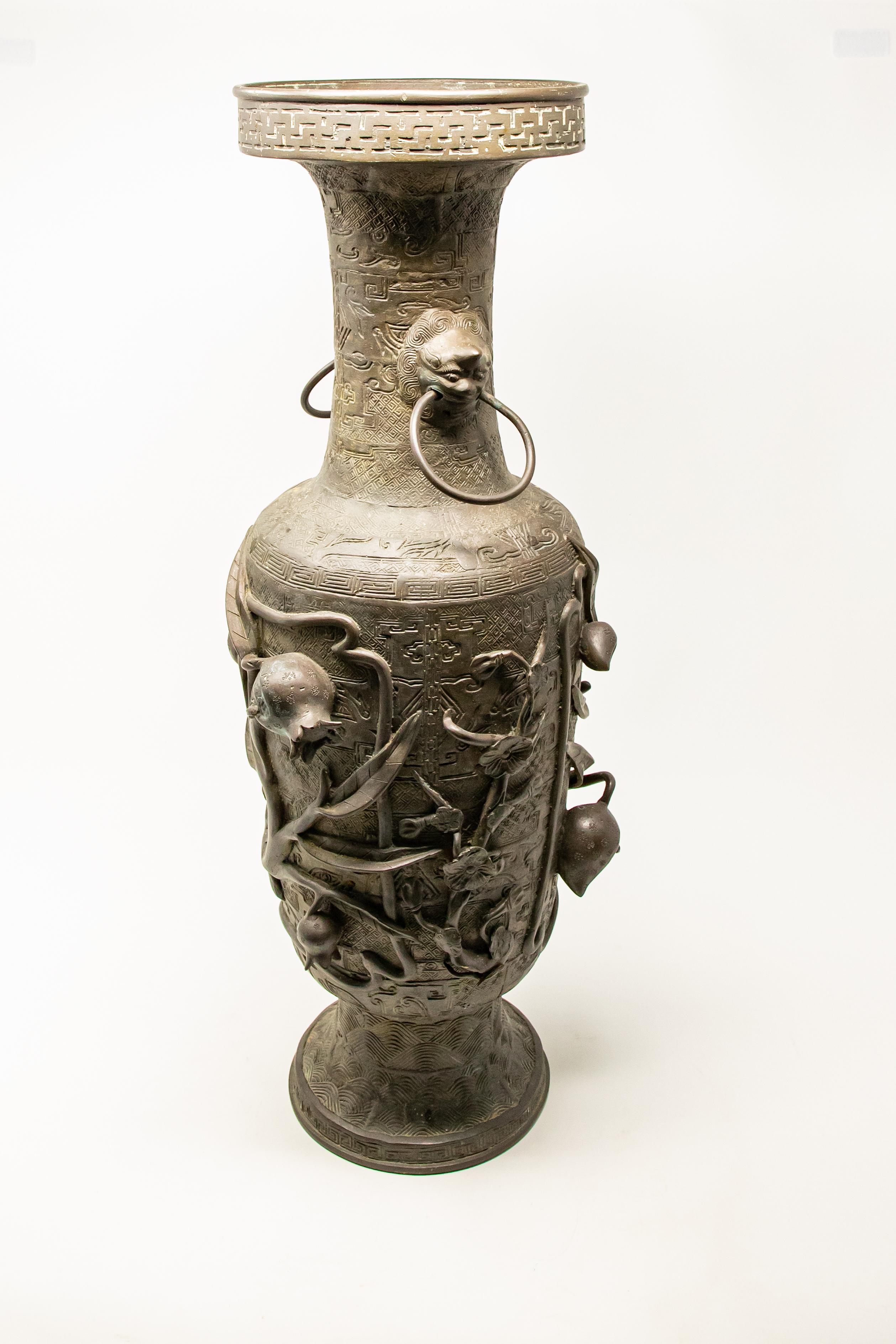Metalwork Chinese Spelter Urn, 20th Century For Sale