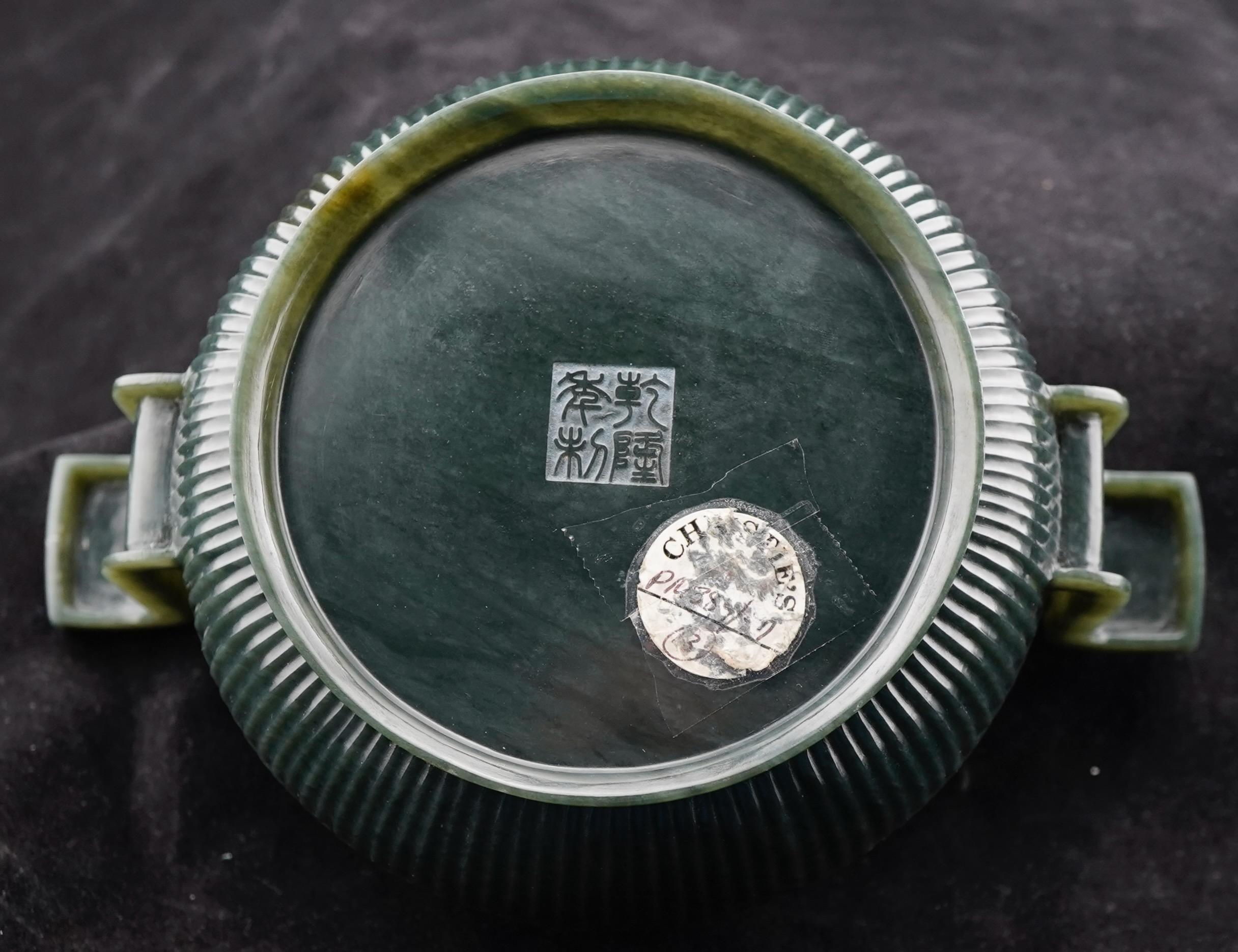 Encensoir et couvercle chinois en Jade Greene & Greene, dynastie Qing en vente 3