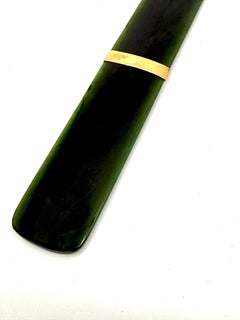 Chinese Spinach Jade and Gold Page Turner with a small Agate Page Turner