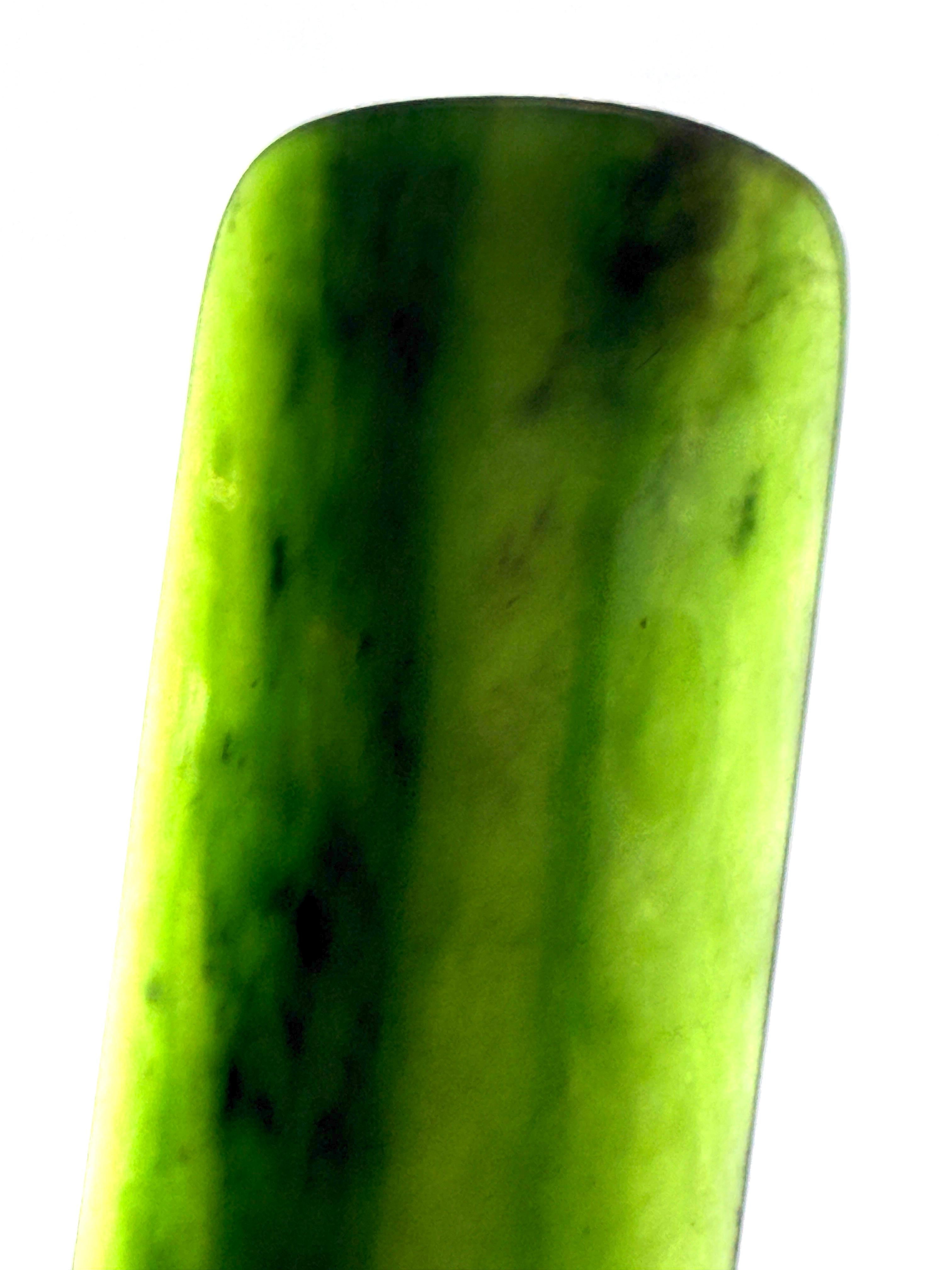 Chinese Spinach Jade and Gold Page Turner with a small Agate Page Turner For Sale 4
