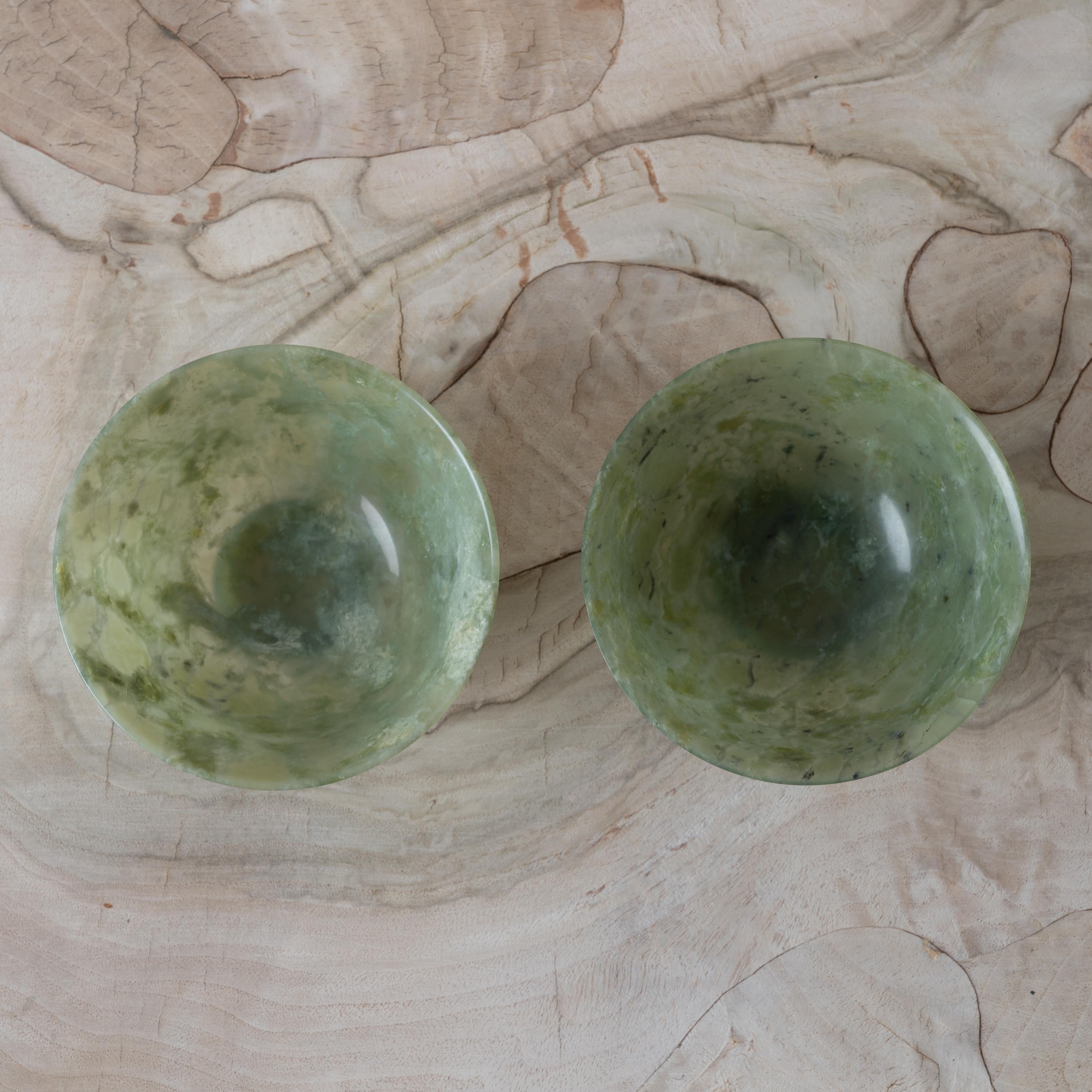 Early 20th Century Chinese Spinach Jade Bowls For Sale
