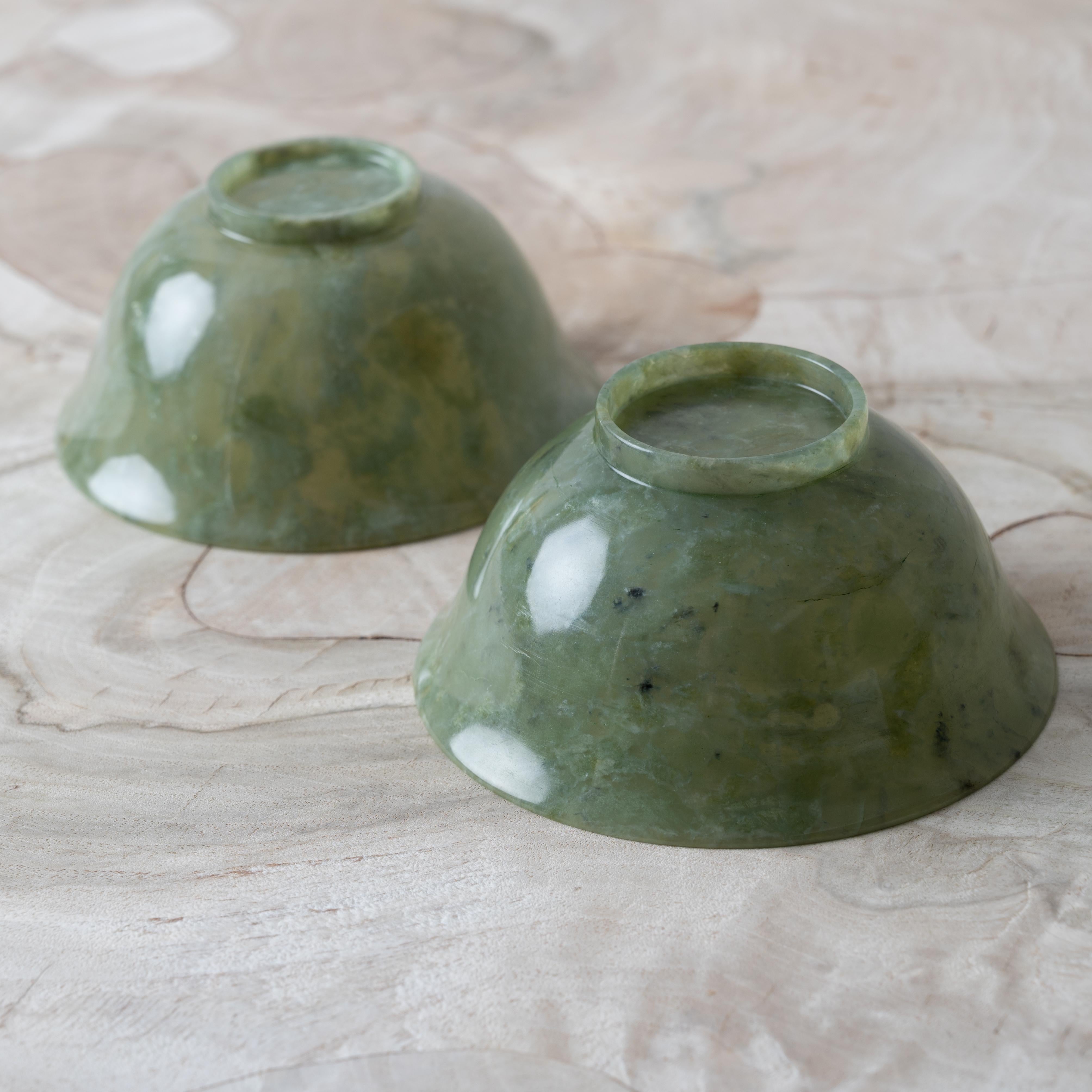 Chinese Spinach Jade Bowls For Sale 2